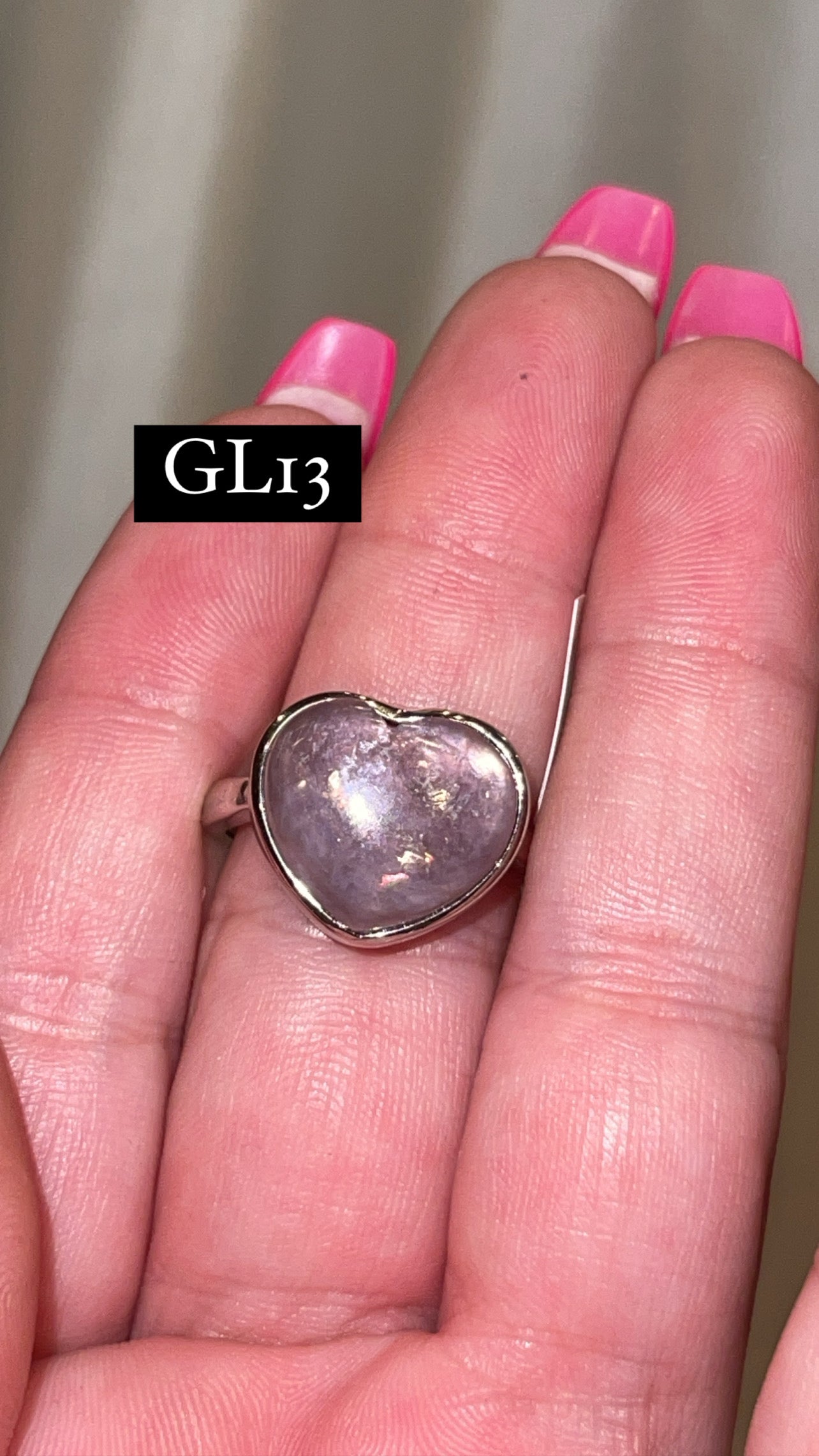 Gem Lepidolite 925 Sterling Silver Adjustable Heart Ring (Choose Your Own)