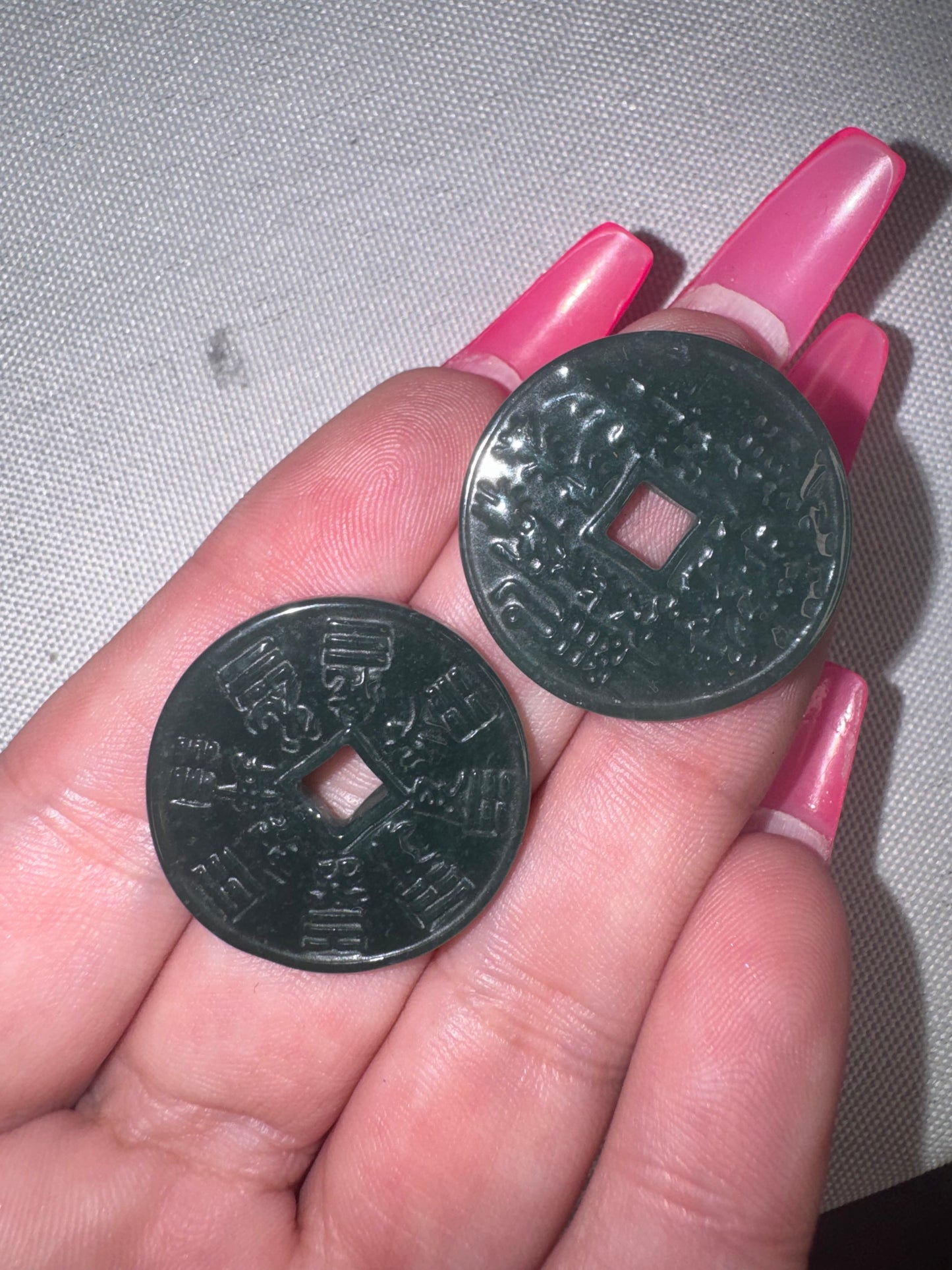 Blue Water Jade Chinese Lucky Coin
