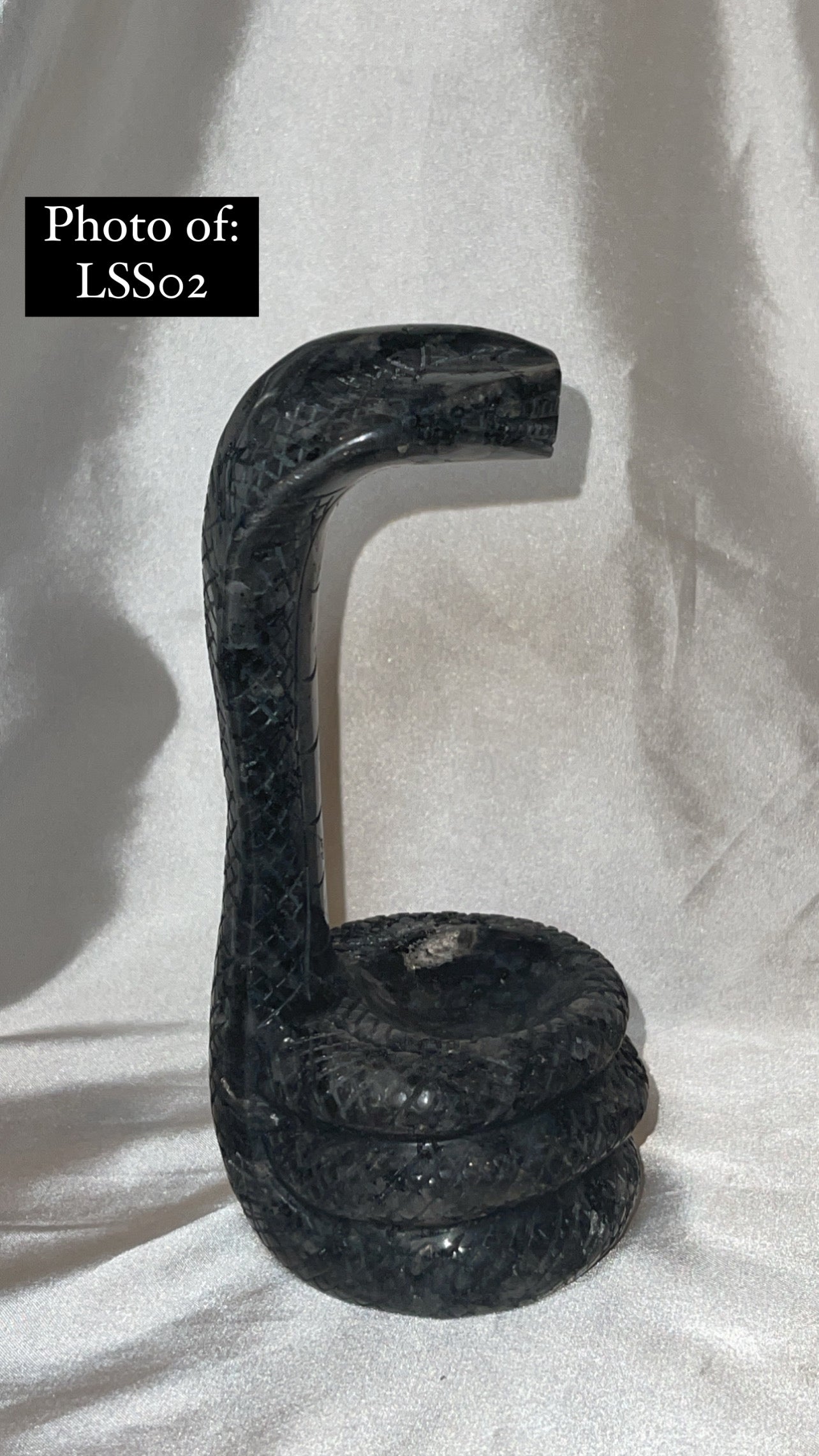 Larvakite Large Flashy Snake Sphere Holder Carving