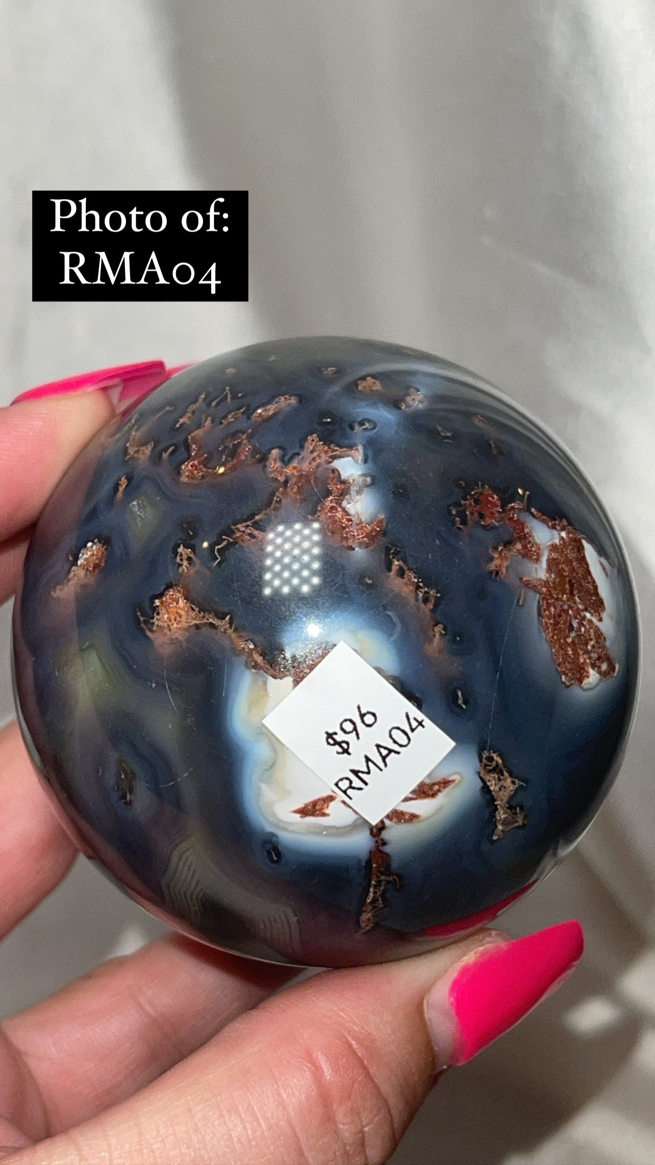 Rare Red Moss Agate Orca Agate Large Sphere