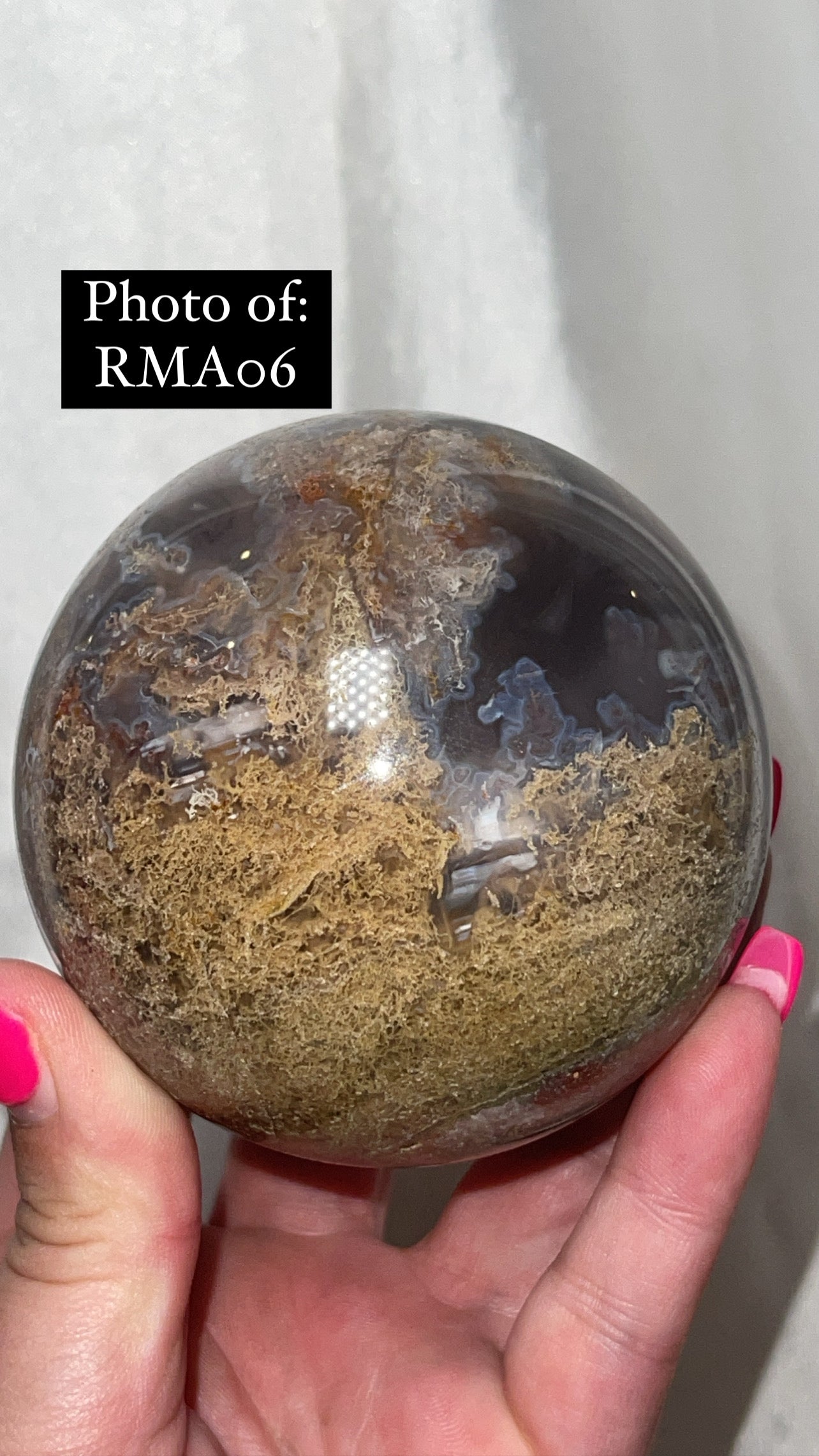 Rare Red Moss Agate Orca Agate Large Sphere