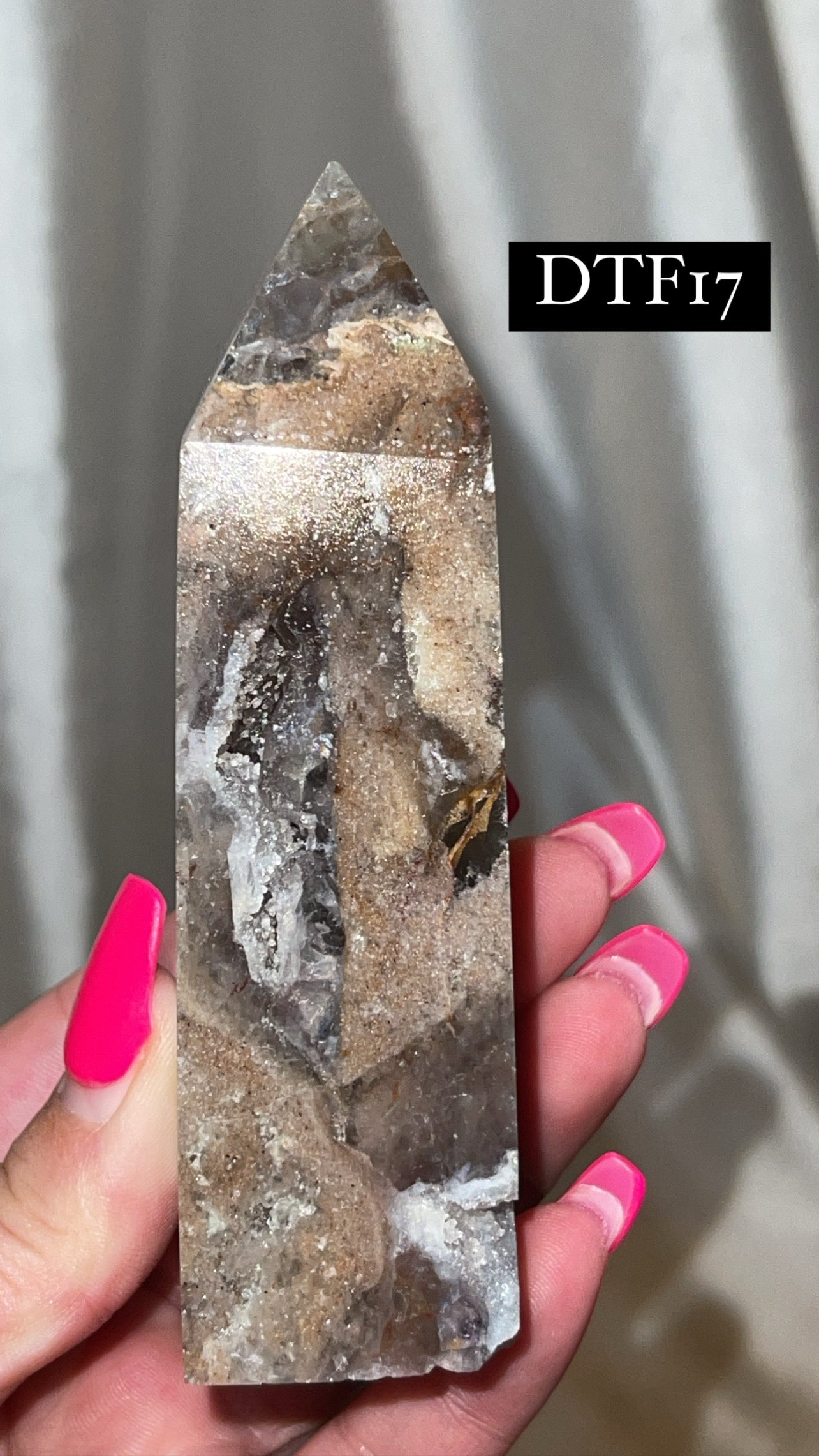 Druzy Sphalerite with Pink & Purple Fluorite Tower