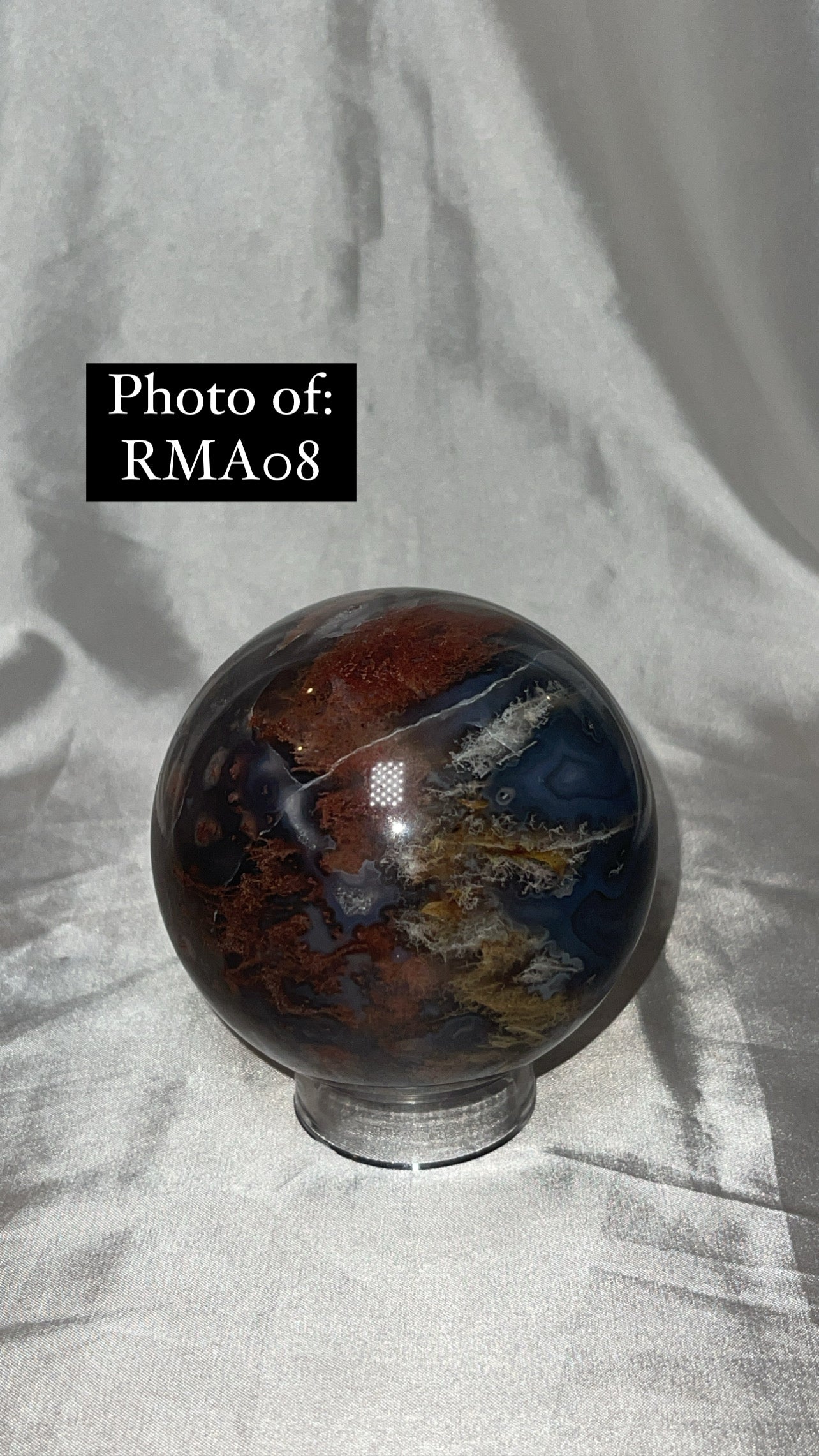 Rare Red Moss Agate Orca Agate Large Sphere