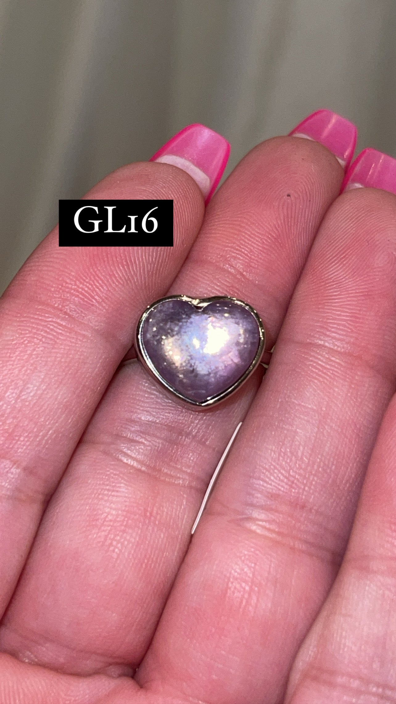Gem Lepidolite 925 Sterling Silver Adjustable Heart Ring (Choose Your Own)