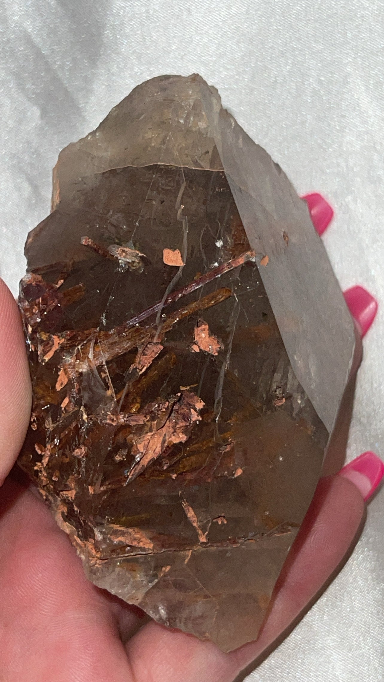 Rare Red Epidote Smoky Quartz AAA Large Raw Point