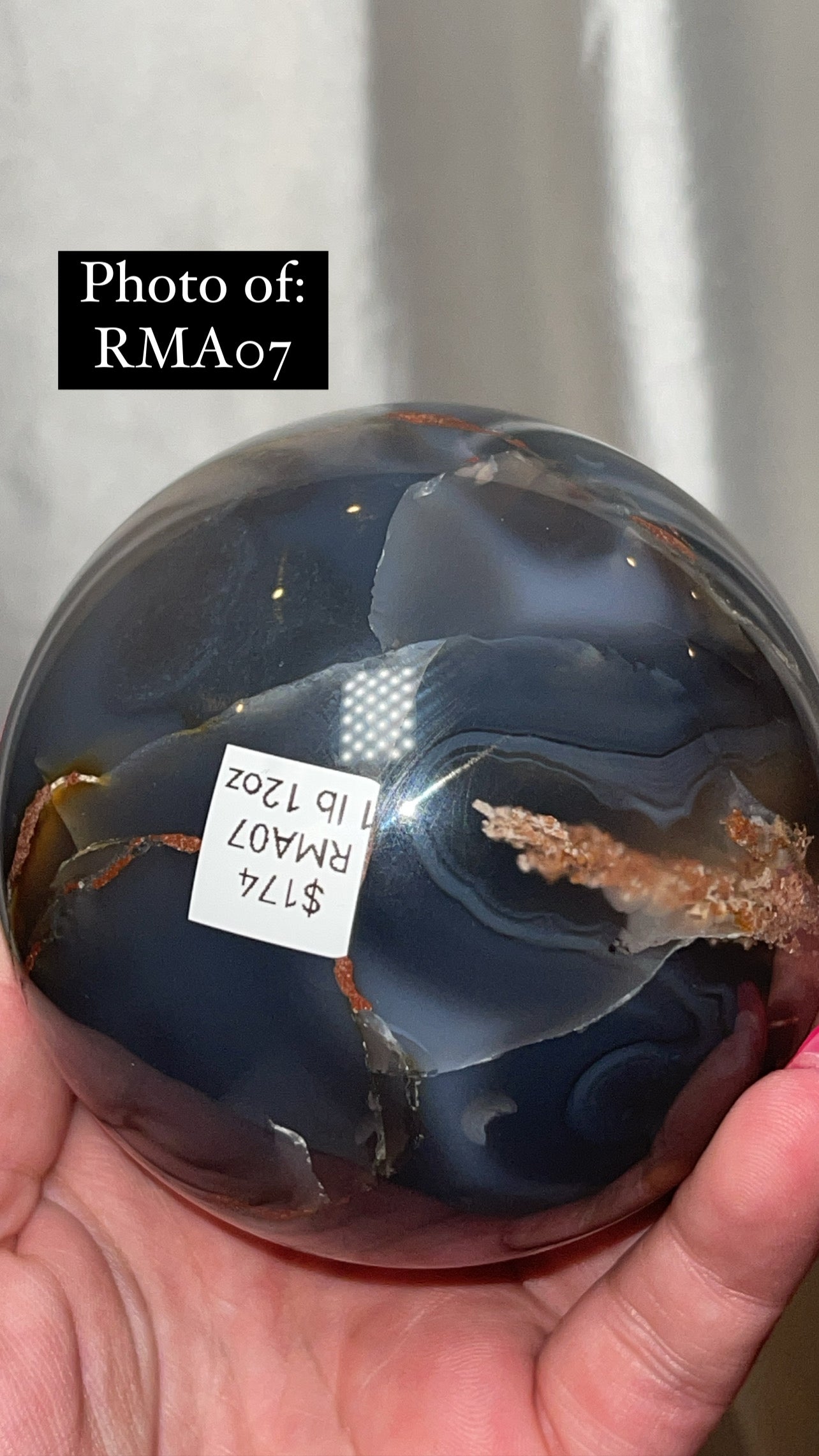 Rare Red Moss Agate Orca Agate Large Sphere