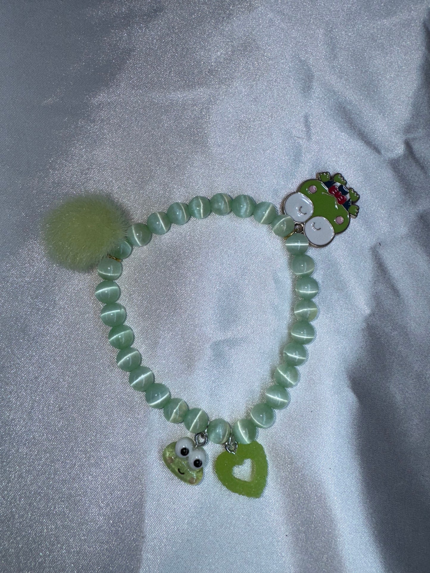 Keroppi Green Selenite 6mm Bracelet