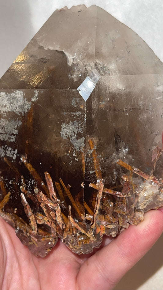 Rare Red Epidote Smoky Quartz AAA Large Raw Point