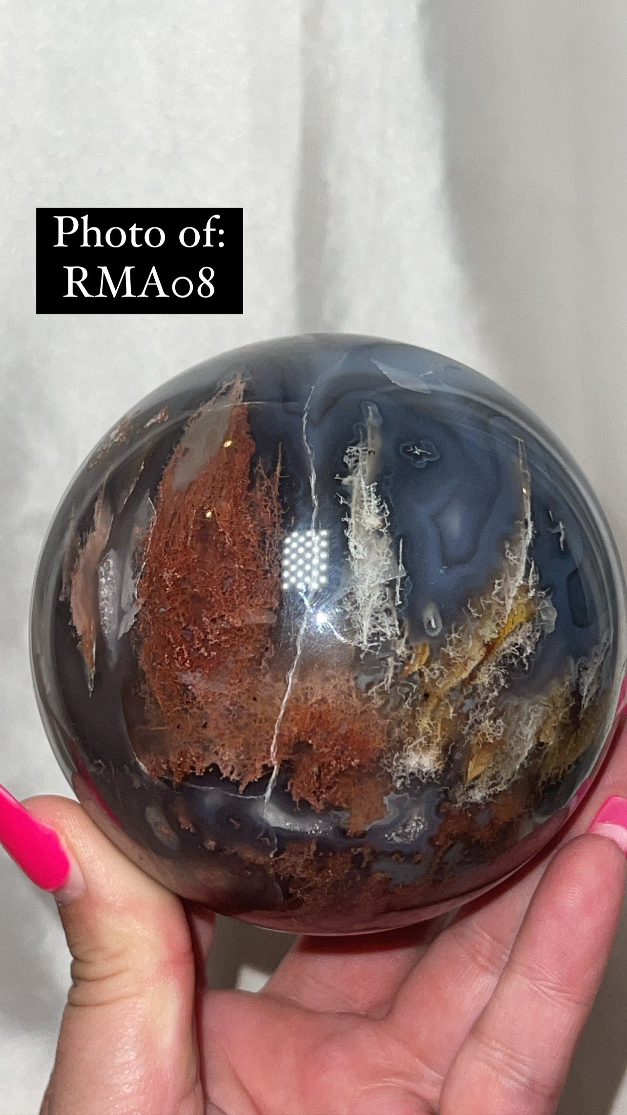 Rare Red Moss Agate Orca Agate Large Sphere