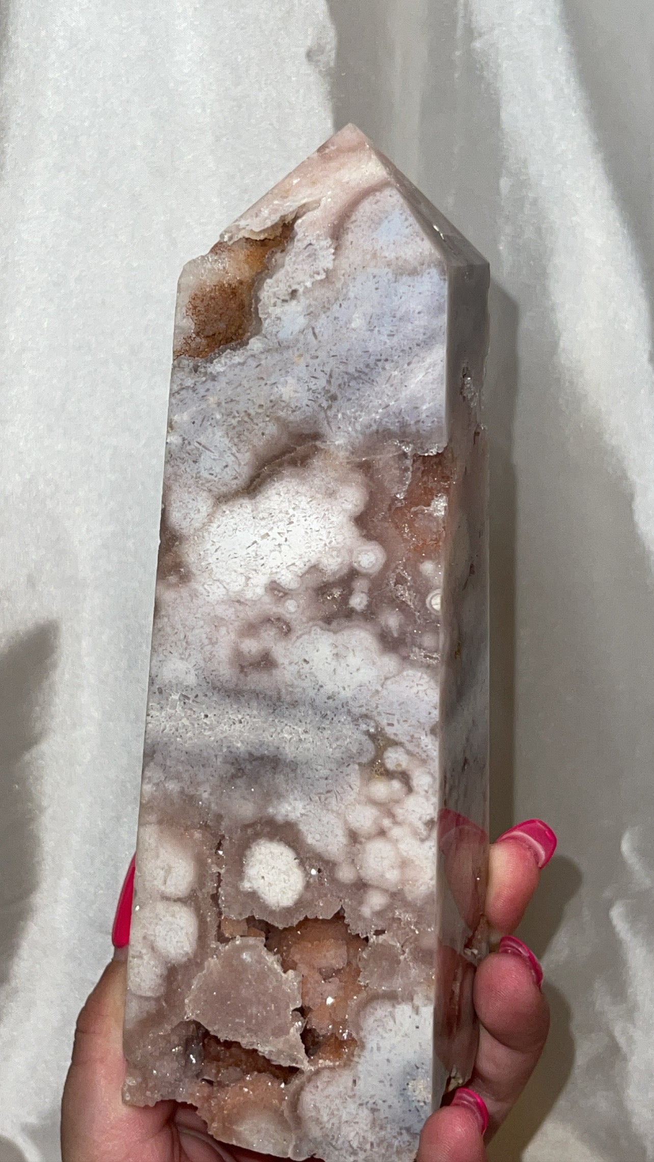 Pink Amethyst Flower Agate Druzy Large Tower AAA