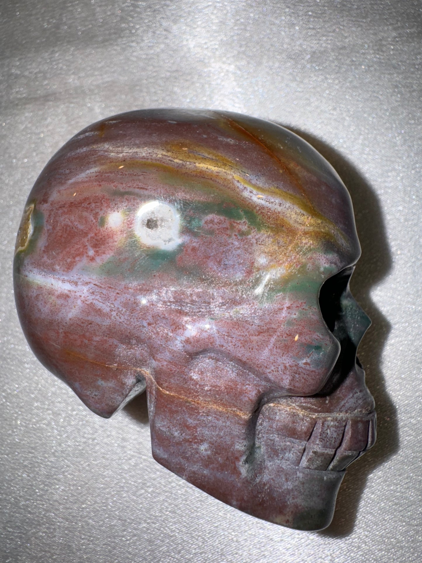 Ocean Jasper AAA Medium Skull with Unique Hatchet Marking