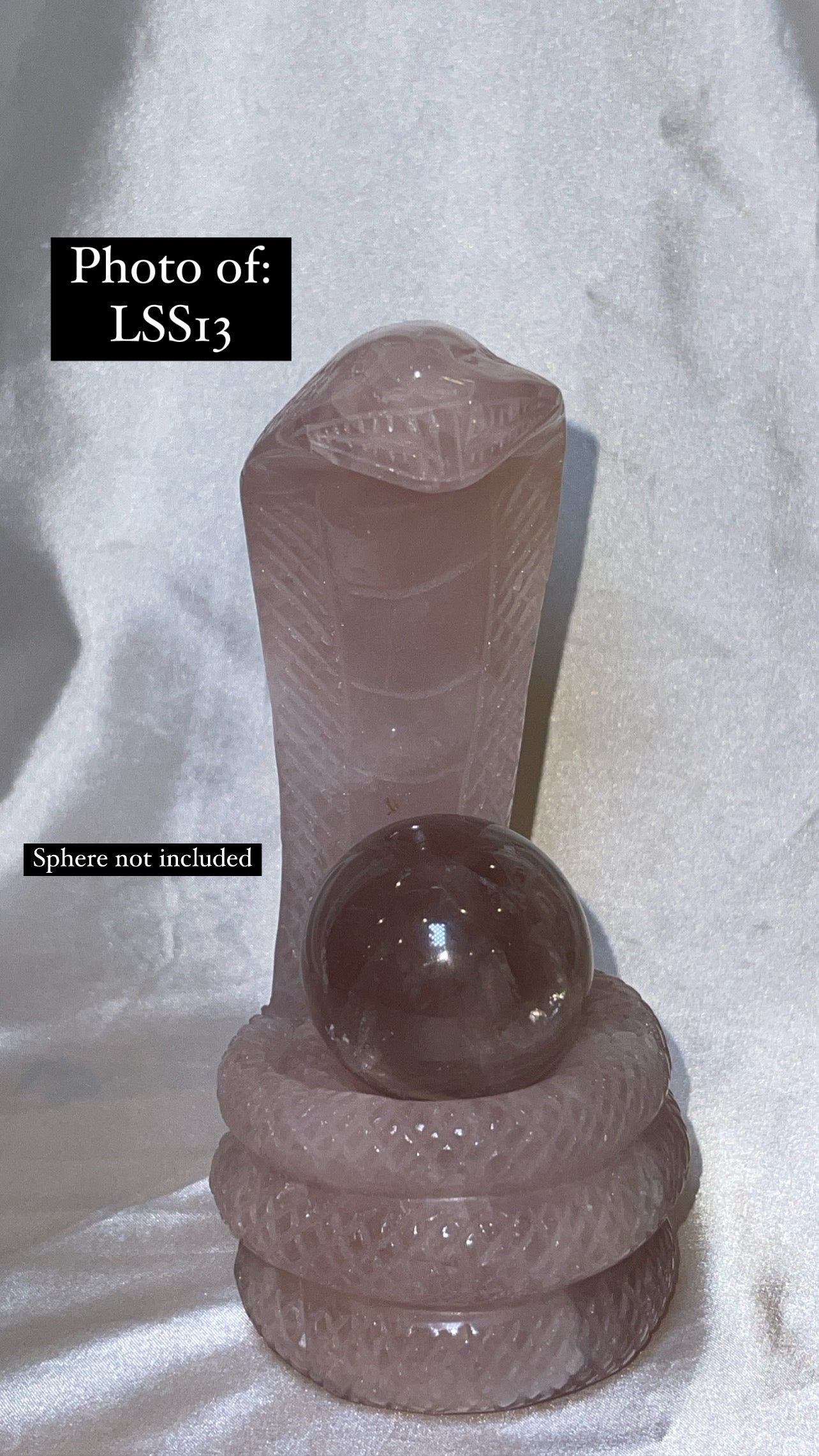Rose Quartz Large Snake Sphere Holder Carving