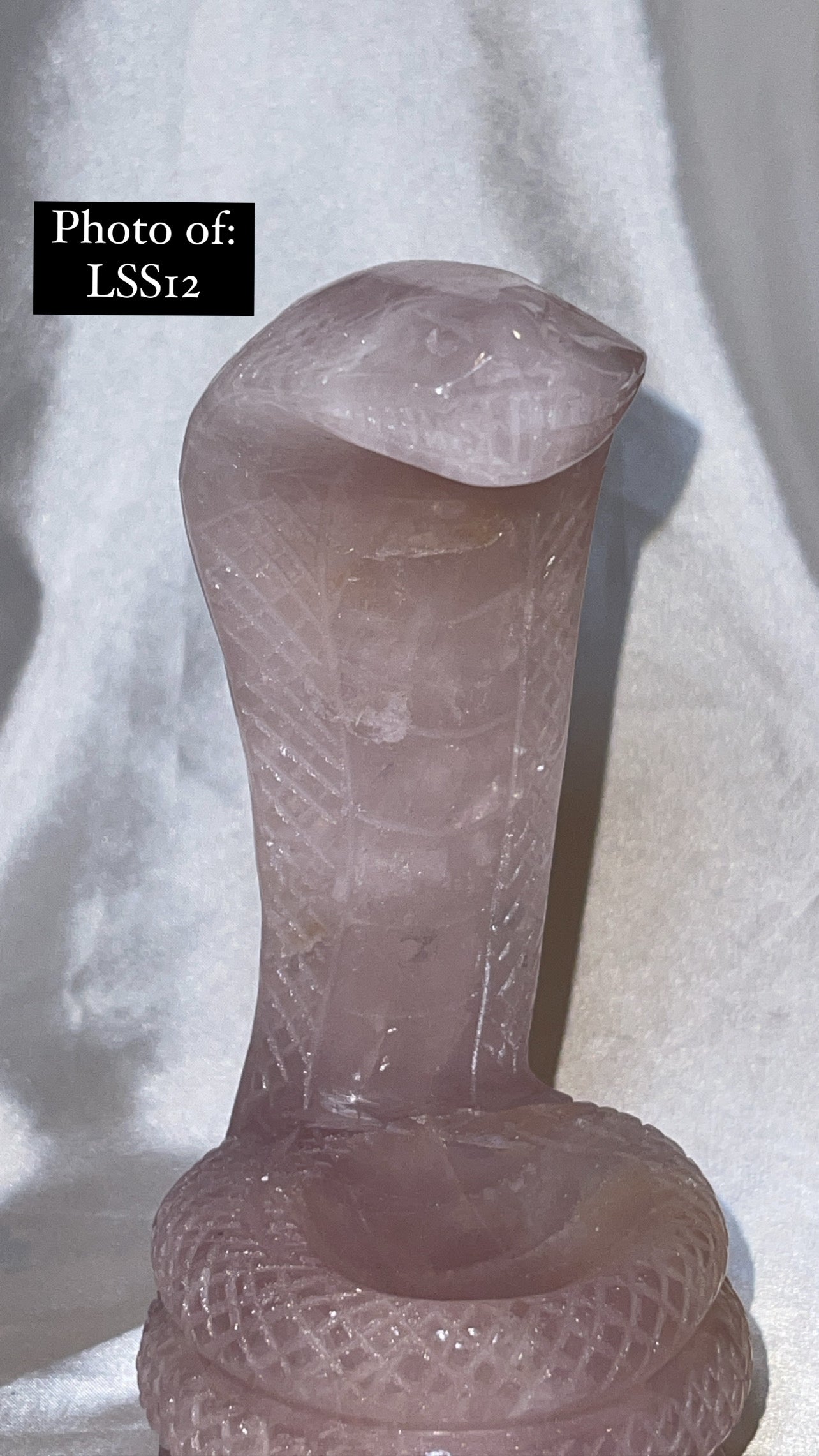 Rose Quartz Large Snake Sphere Holder Carving