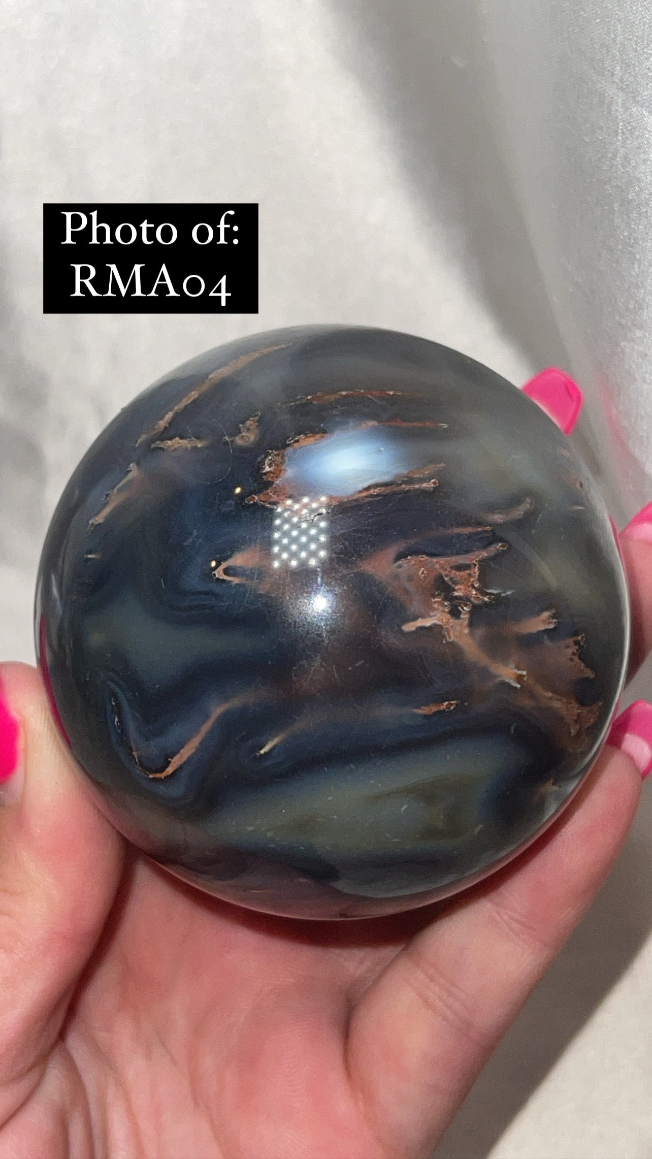 Rare Red Moss Agate Orca Agate Large Sphere