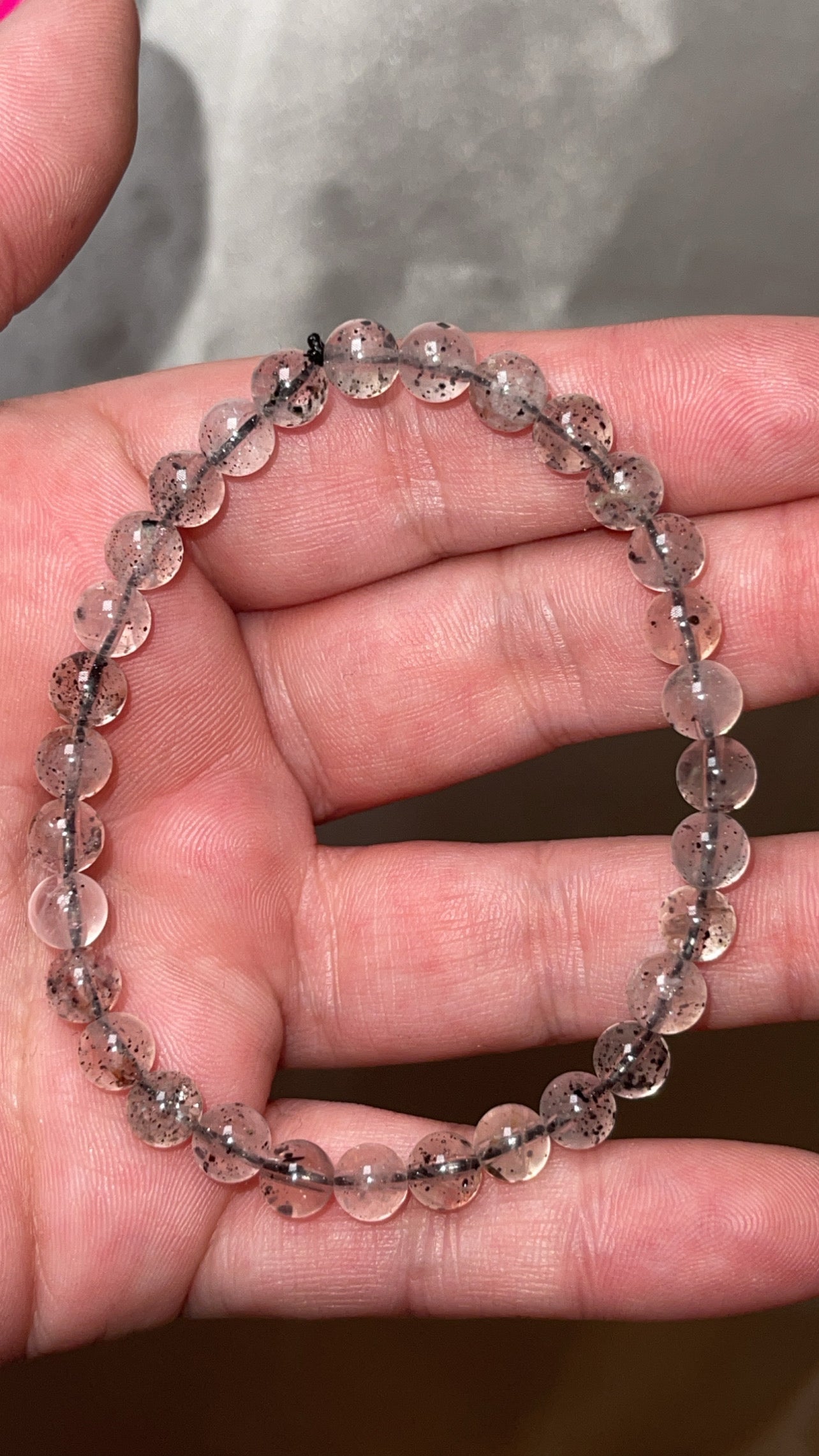 Mica Included Rose Quartz 6mm Bracelet