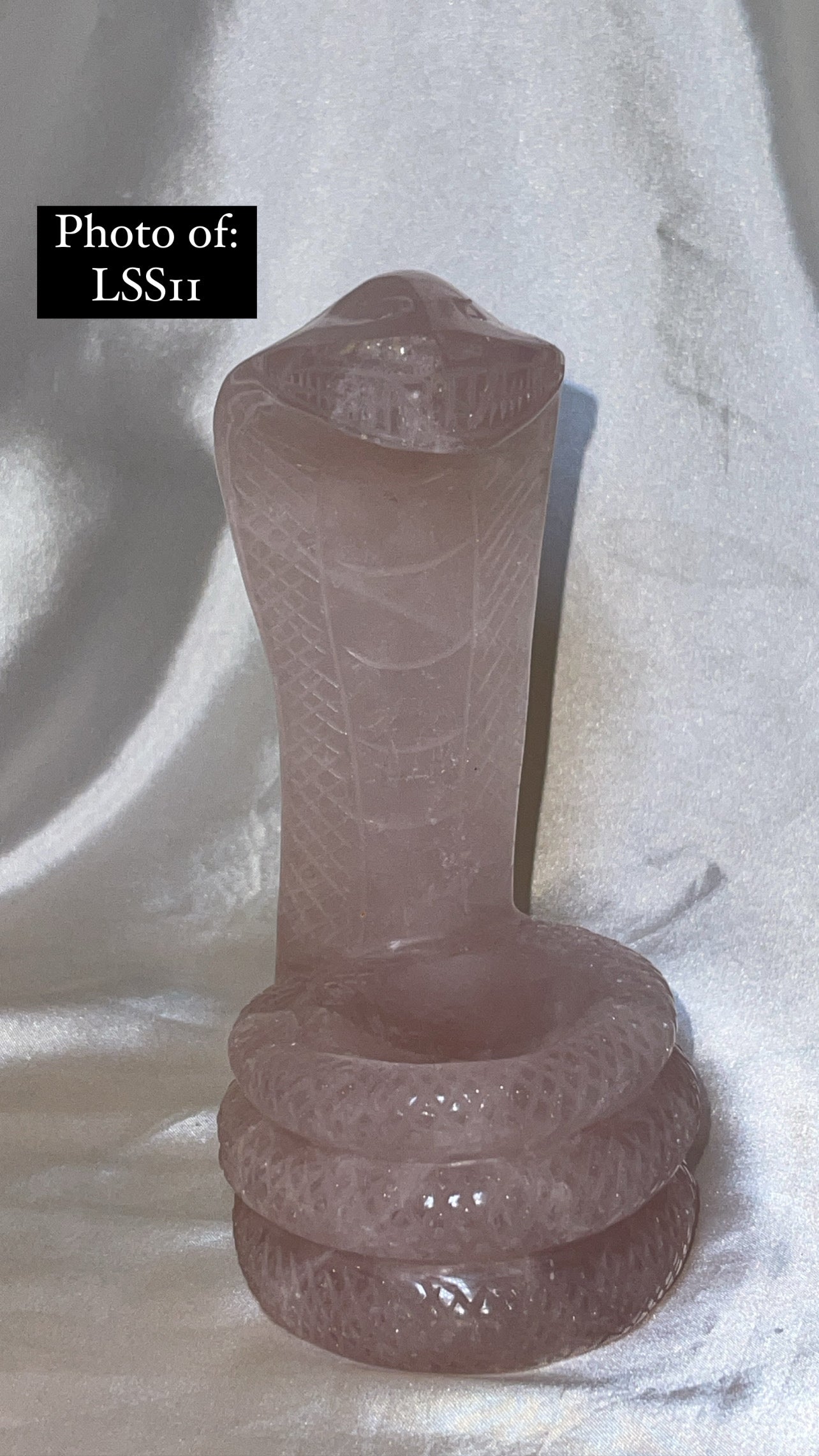 Rose Quartz Large Snake Sphere Holder Carving