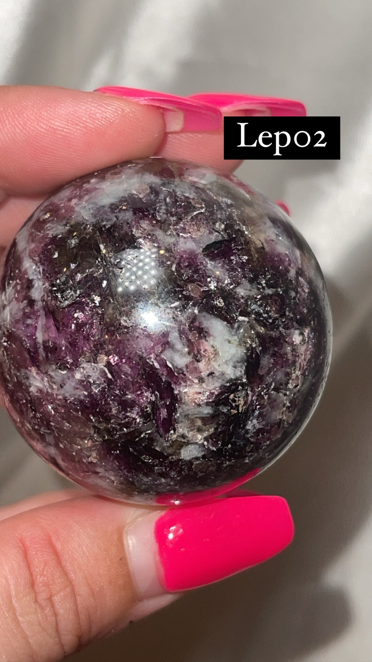 Mica Lepidolite Sphere with Pink Metal Stand