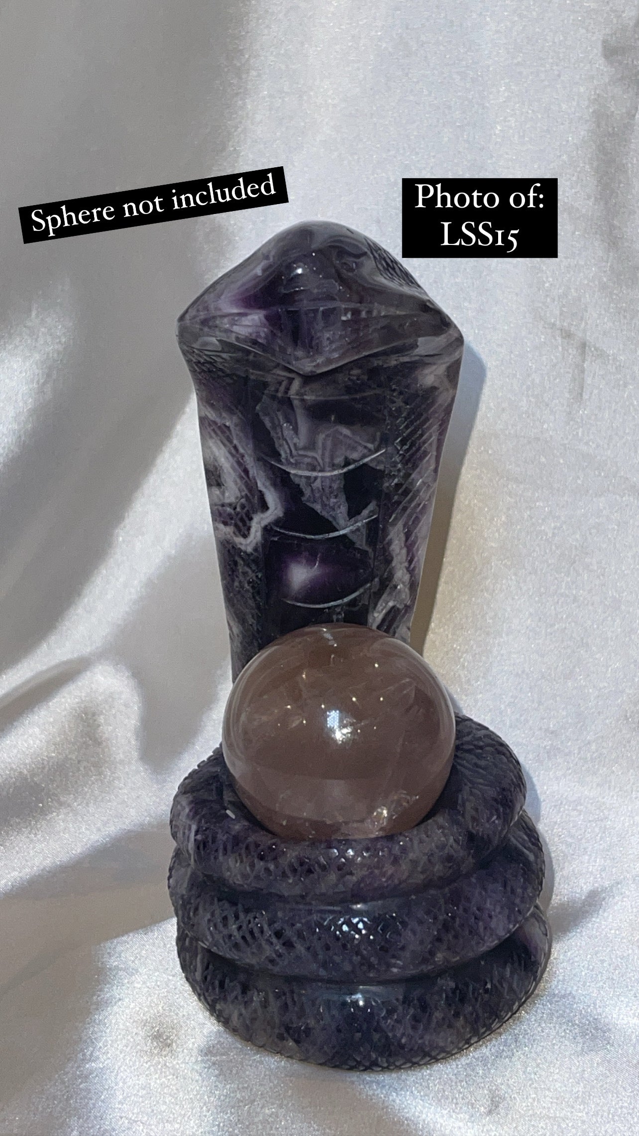 Dream Amethyst Large Snake Sphere Holder Carving