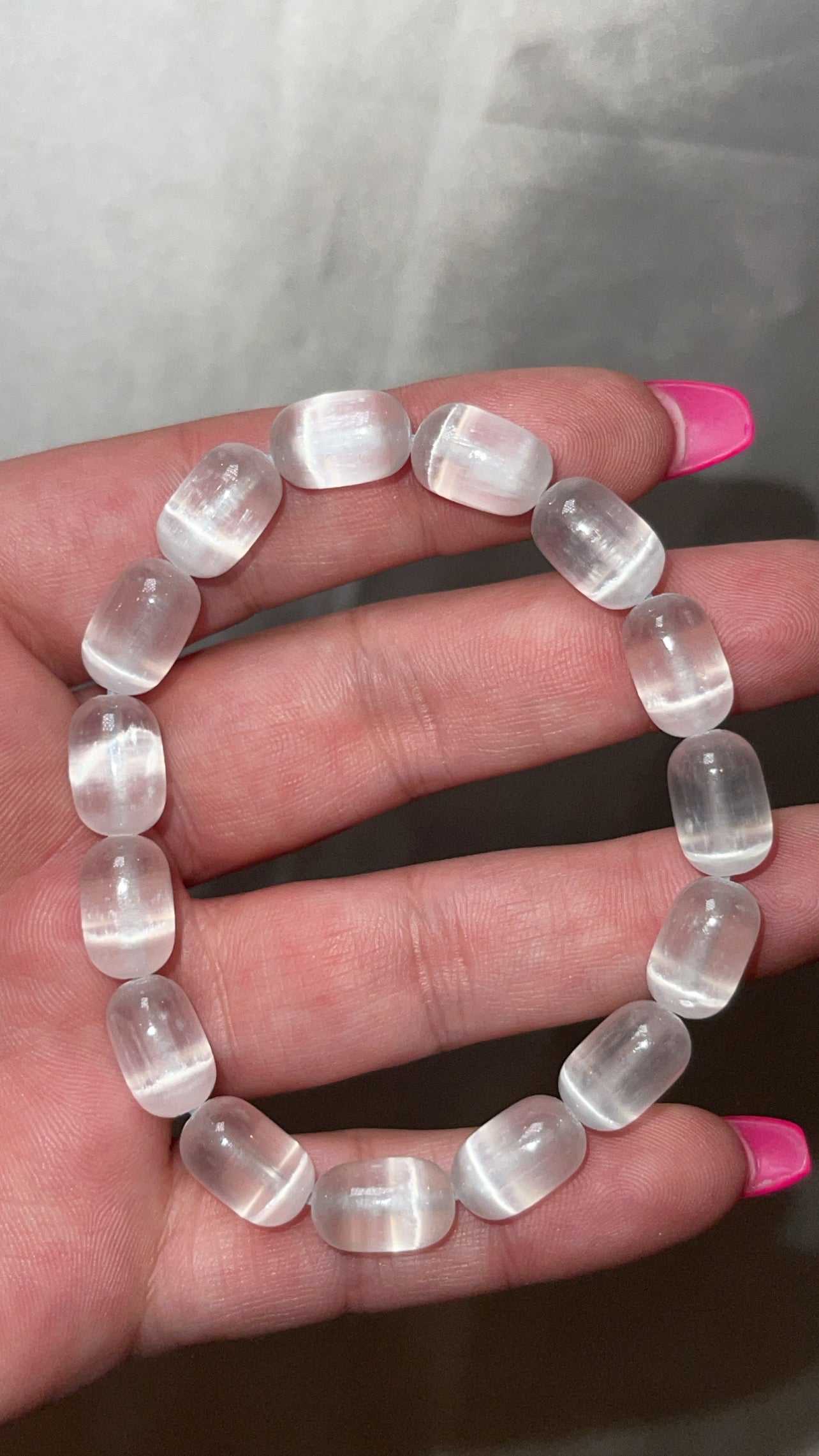 Satin Spar Selenite “Pill” Bracelet