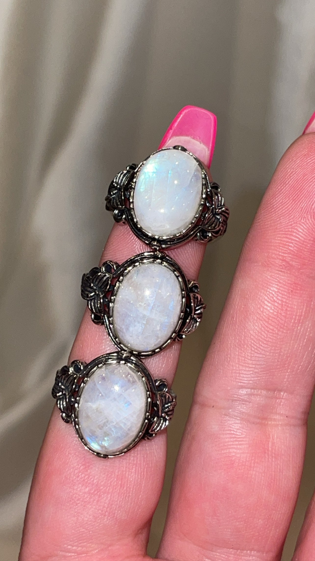 Rainbow Moonstone AAA Adjustable Ring