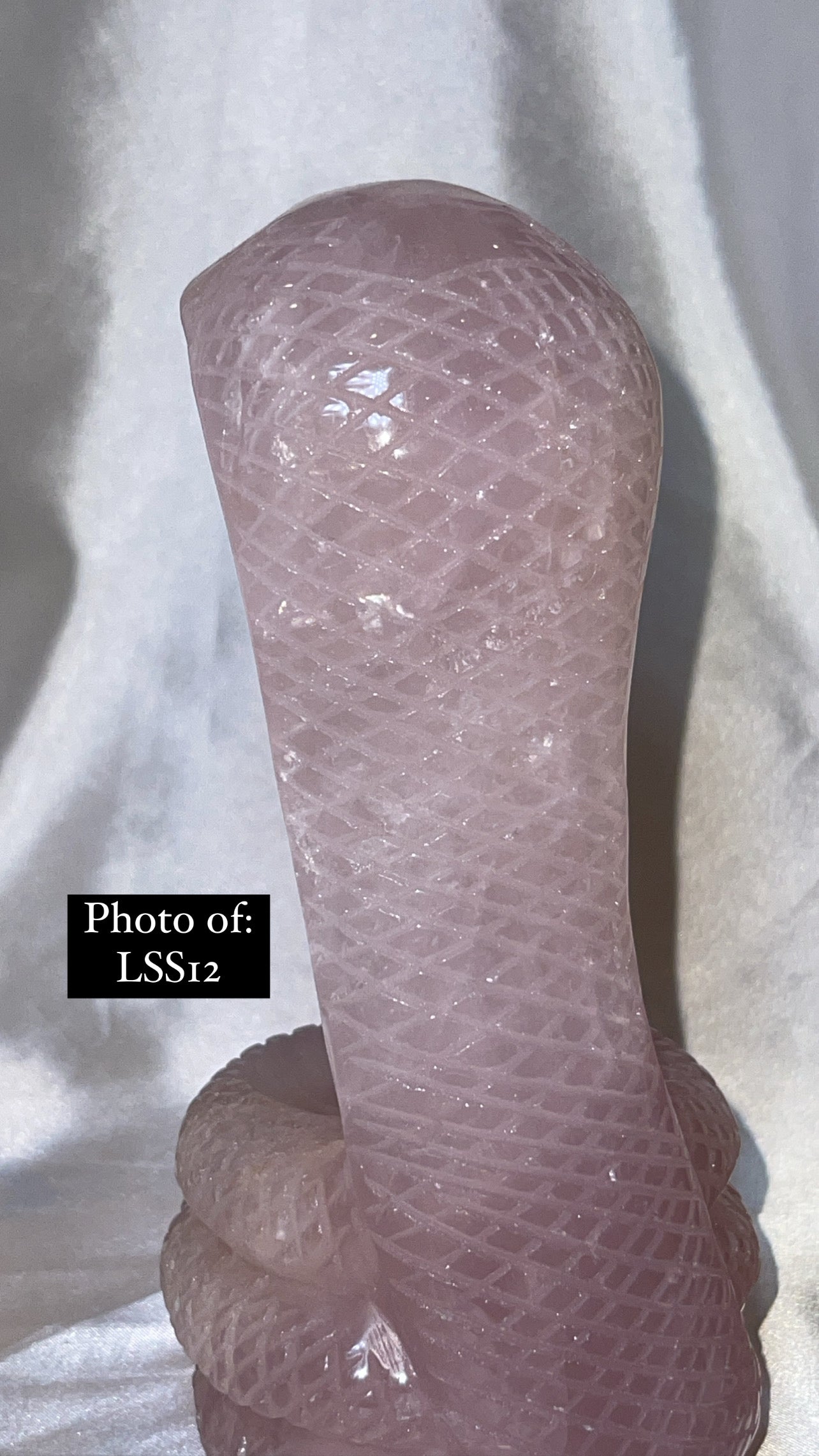 Rose Quartz Large Snake Sphere Holder Carving
