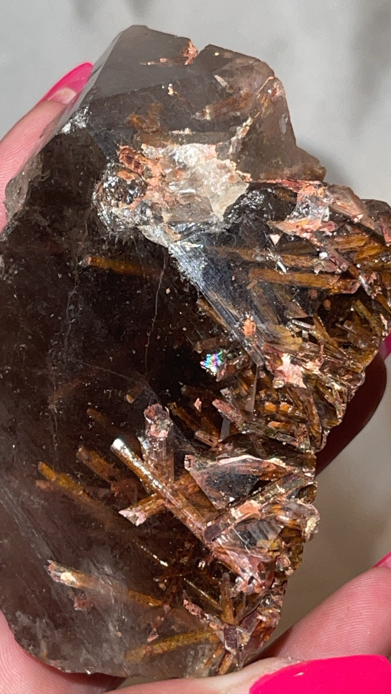 Rare Red Epidote Smoky Quartz AAA Large Raw Point