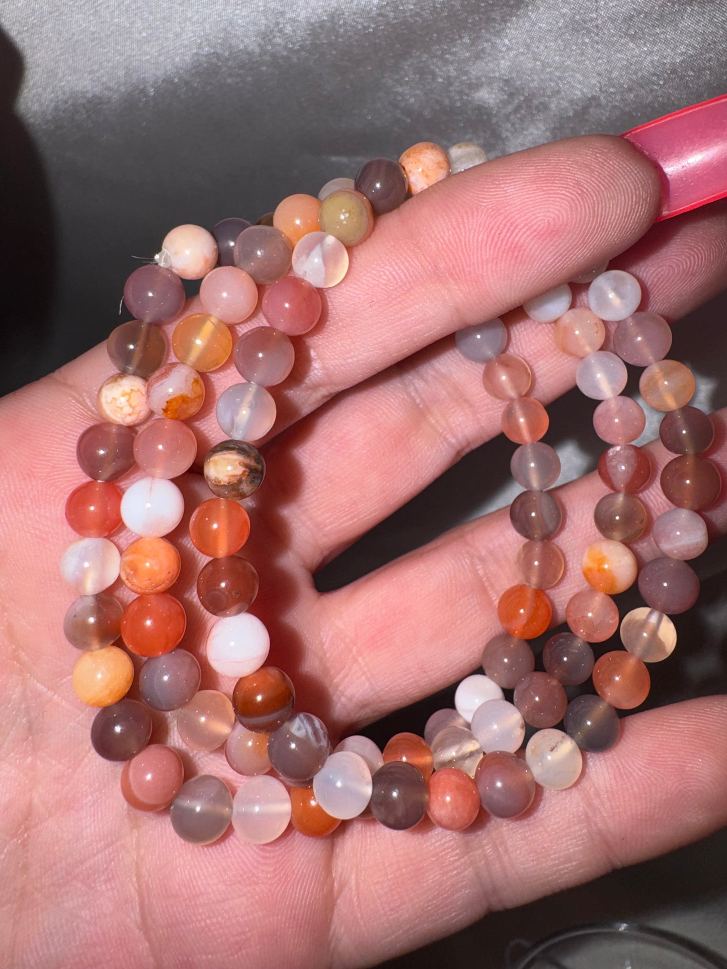 Brazilian Pink Agate AAA 6mm/8mm Bracelet