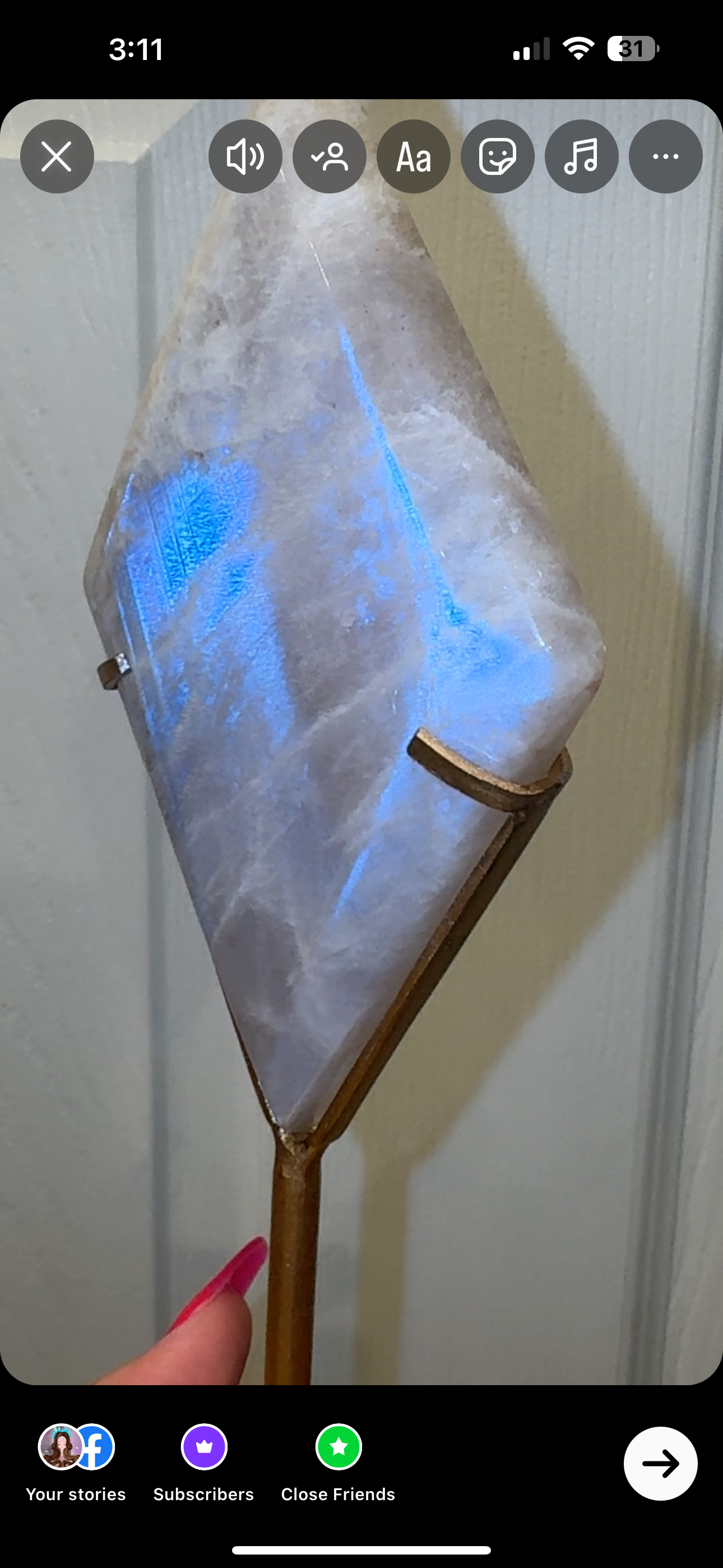 Moonstone Diamond on Stand AAA