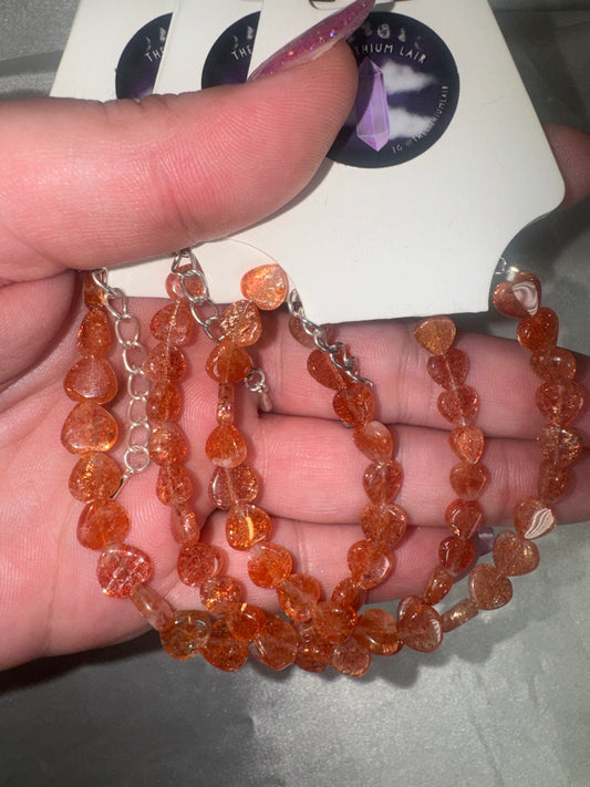 Sunstone AAA Heart bracelet adjustable