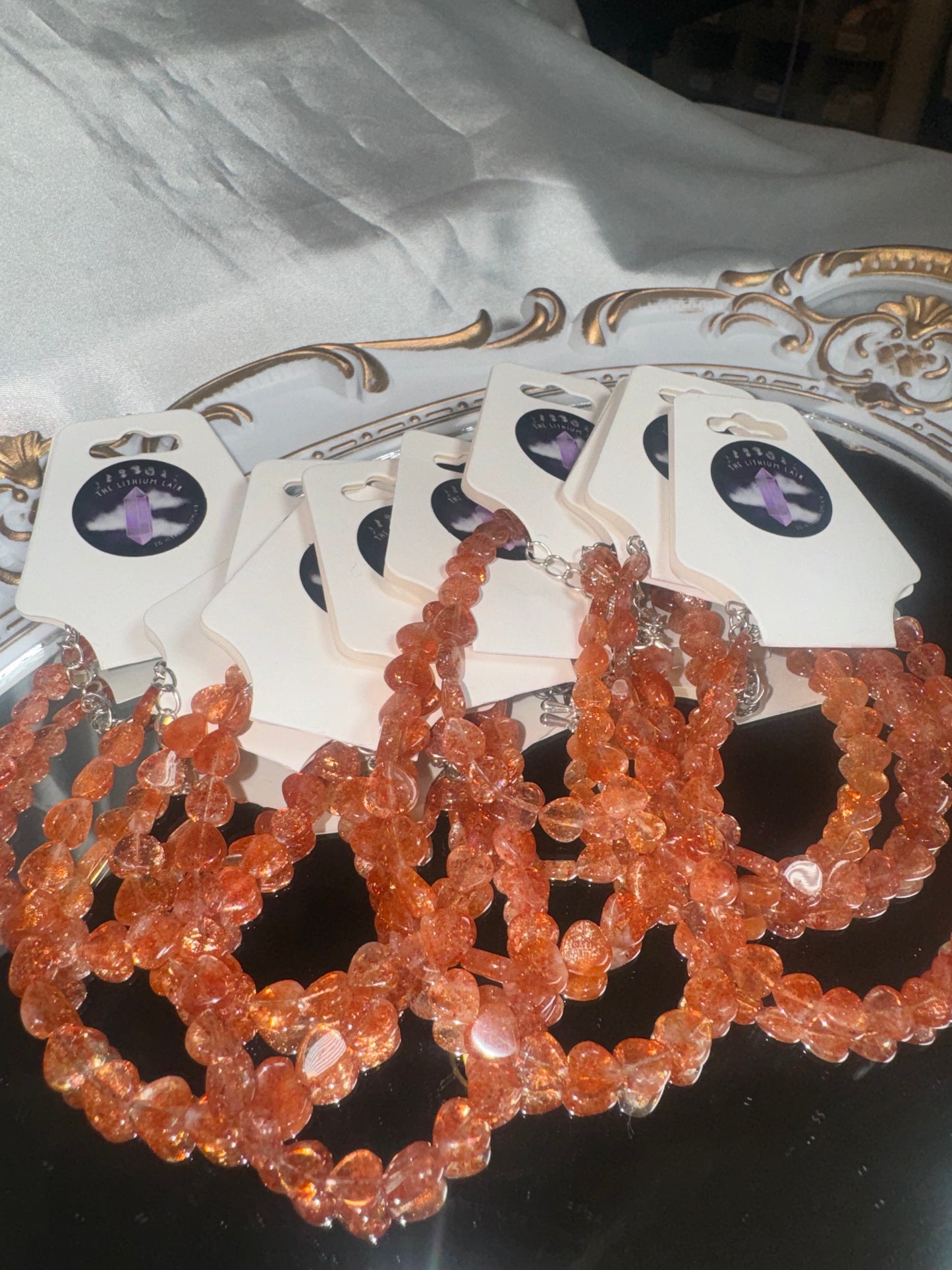 Sunstone AAA Heart bracelet adjustable