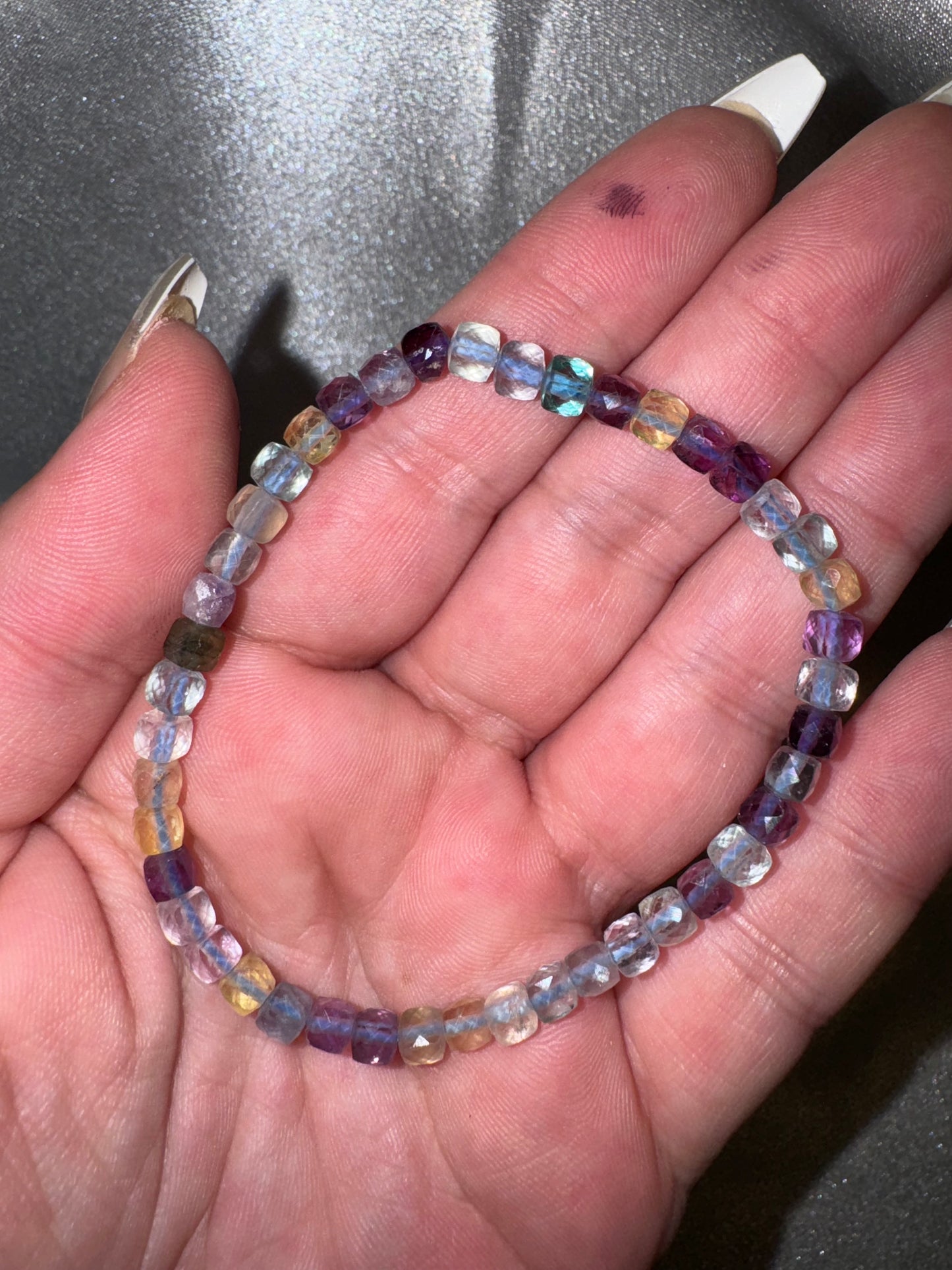 Fluorite AAA Faceted Bracelet 4mm