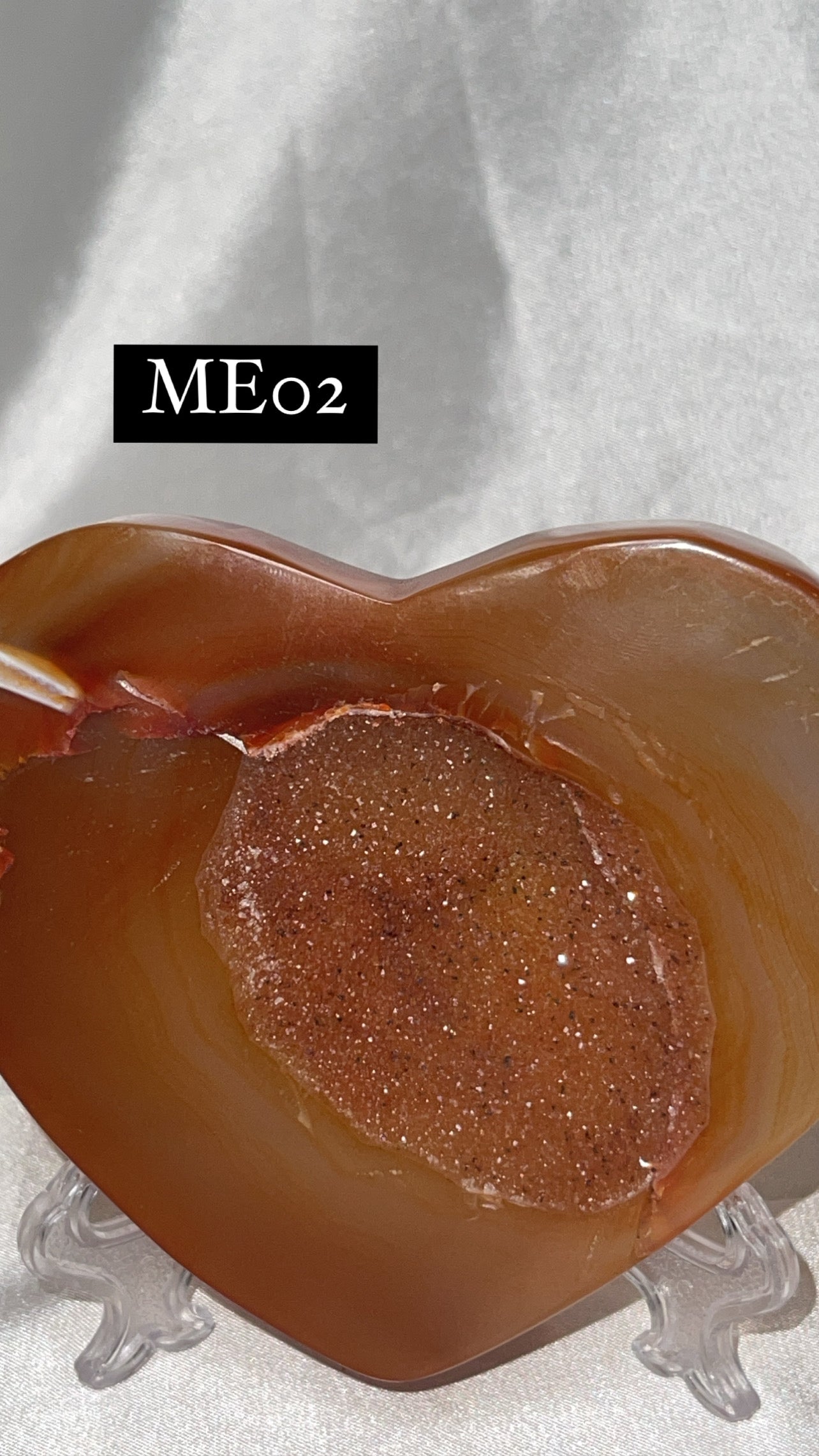 Druzy Carnelian Large Heart on Stand
