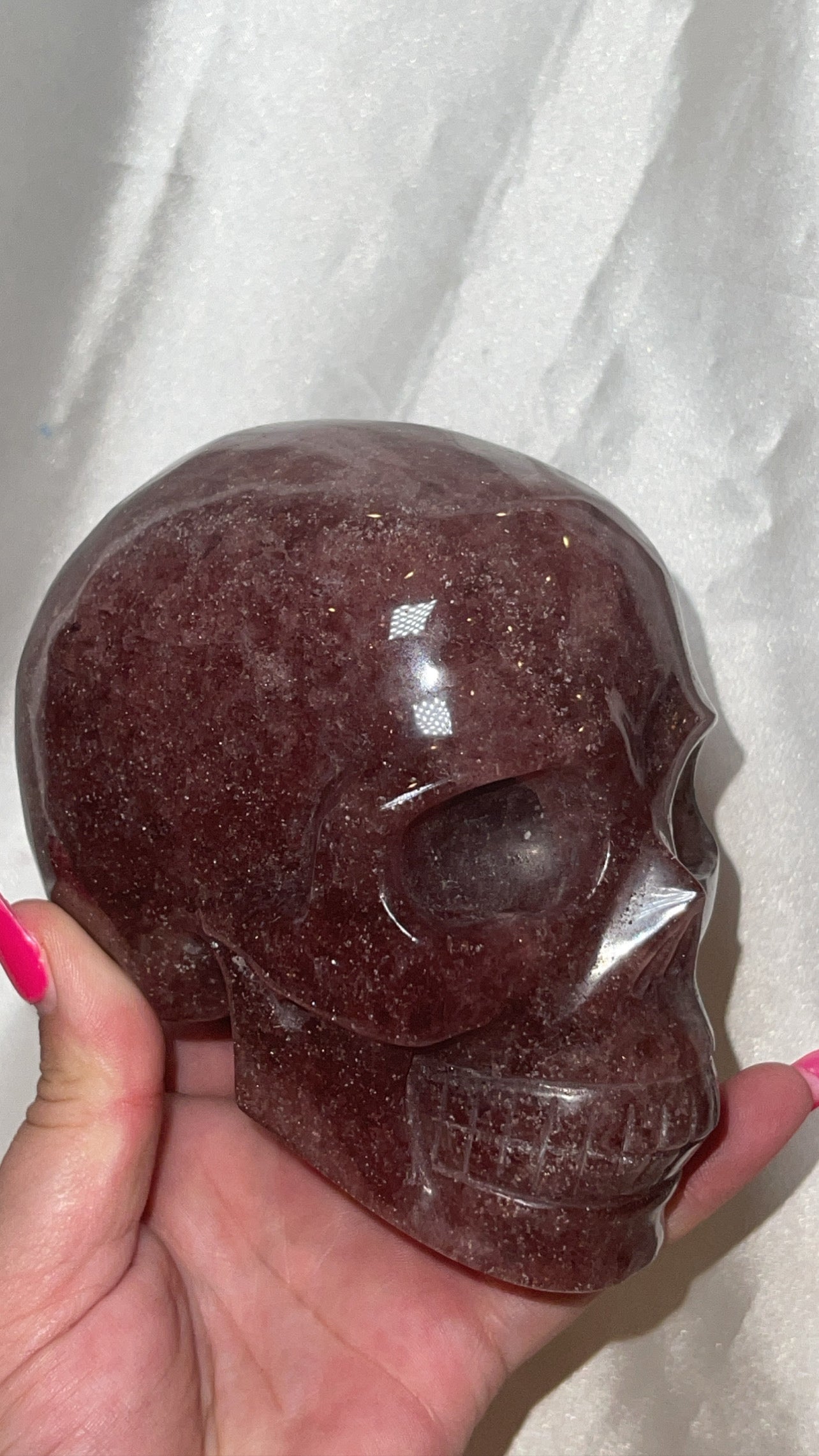 Strawberry Quartz AA XL Skull
