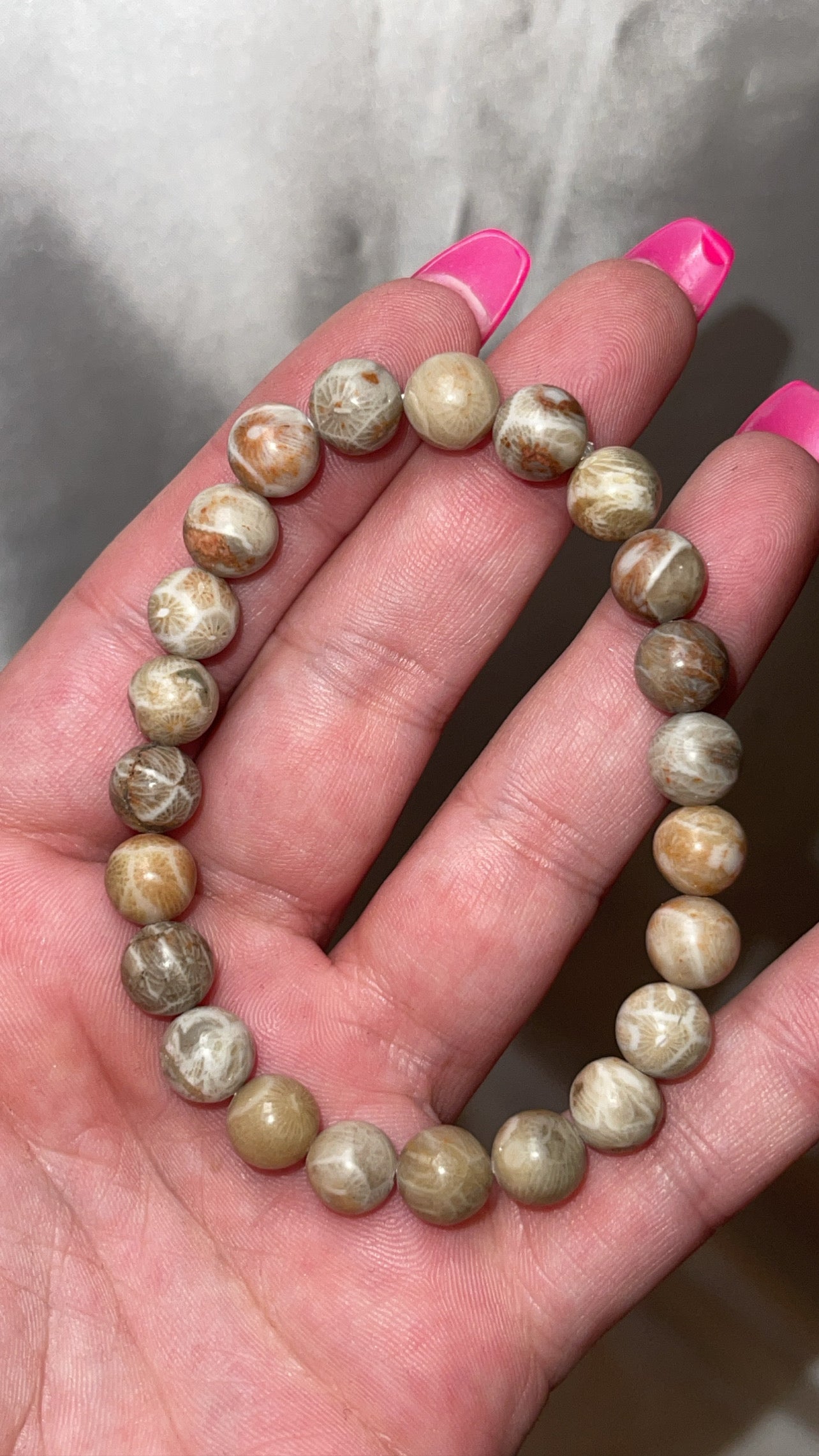 Coral Fossil 8mm Bracelet