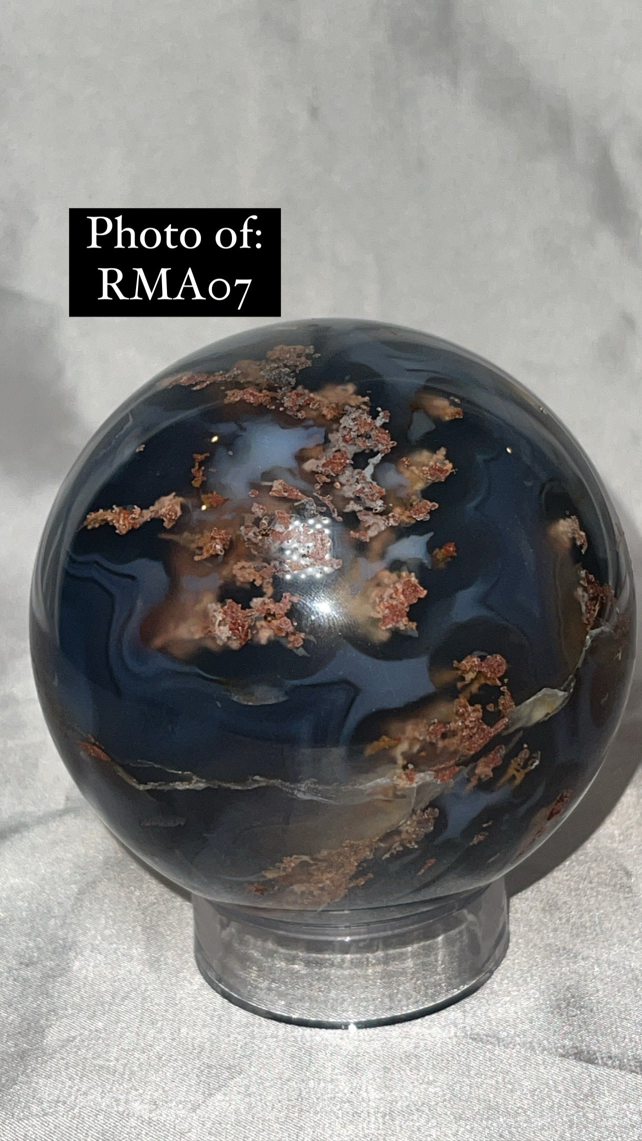 Rare Red Moss Agate Orca Agate Large Sphere