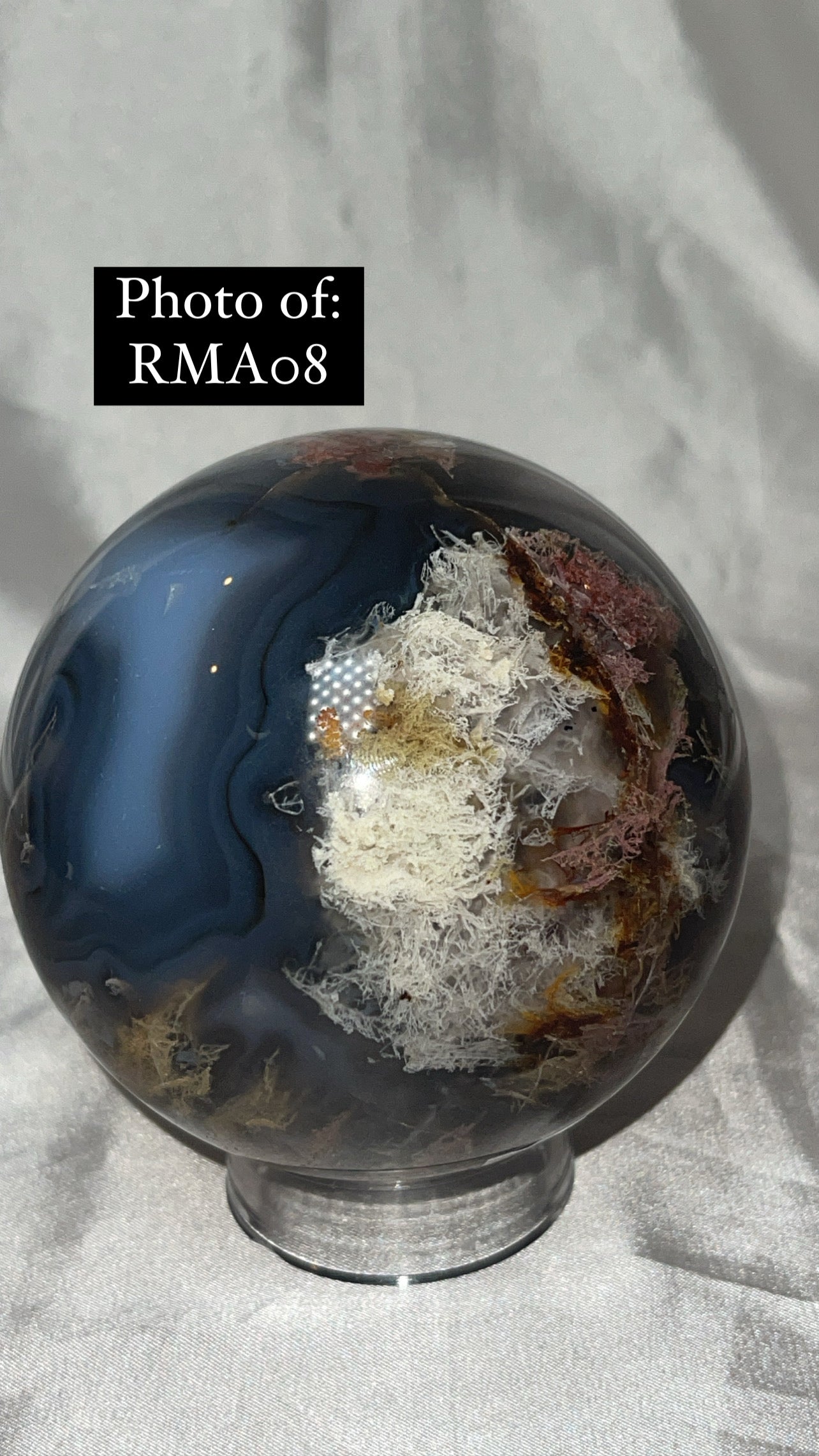 Rare Red Moss Agate Orca Agate Large Sphere