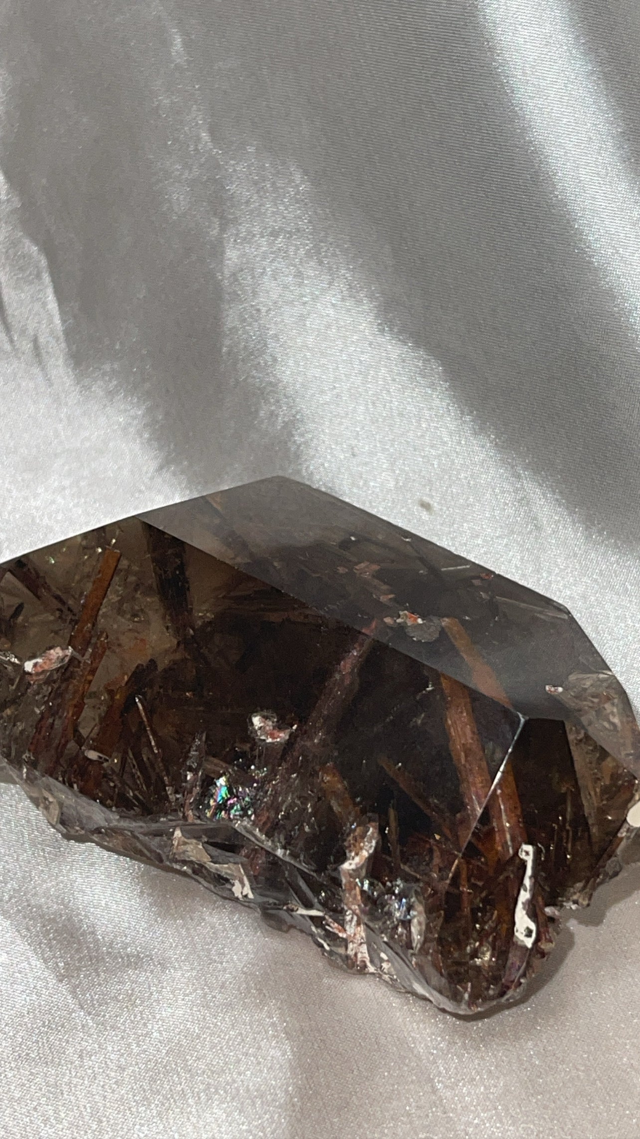 Rare Red Epidote Smoky Quartz AAA Large Semi-Polished Double Terminated Point