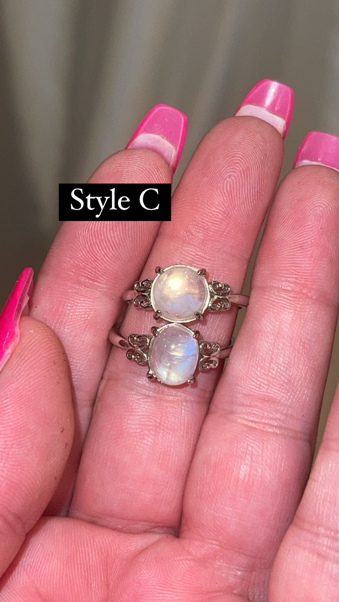 Rainbow Moonstone AAA Adjustable Ring