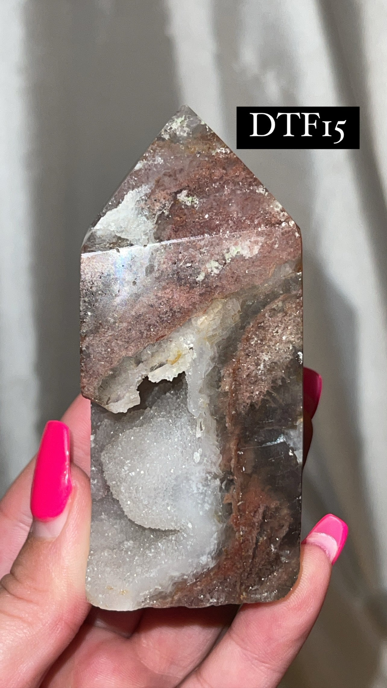 Druzy Sphalerite with Pink & Purple Fluorite Tower