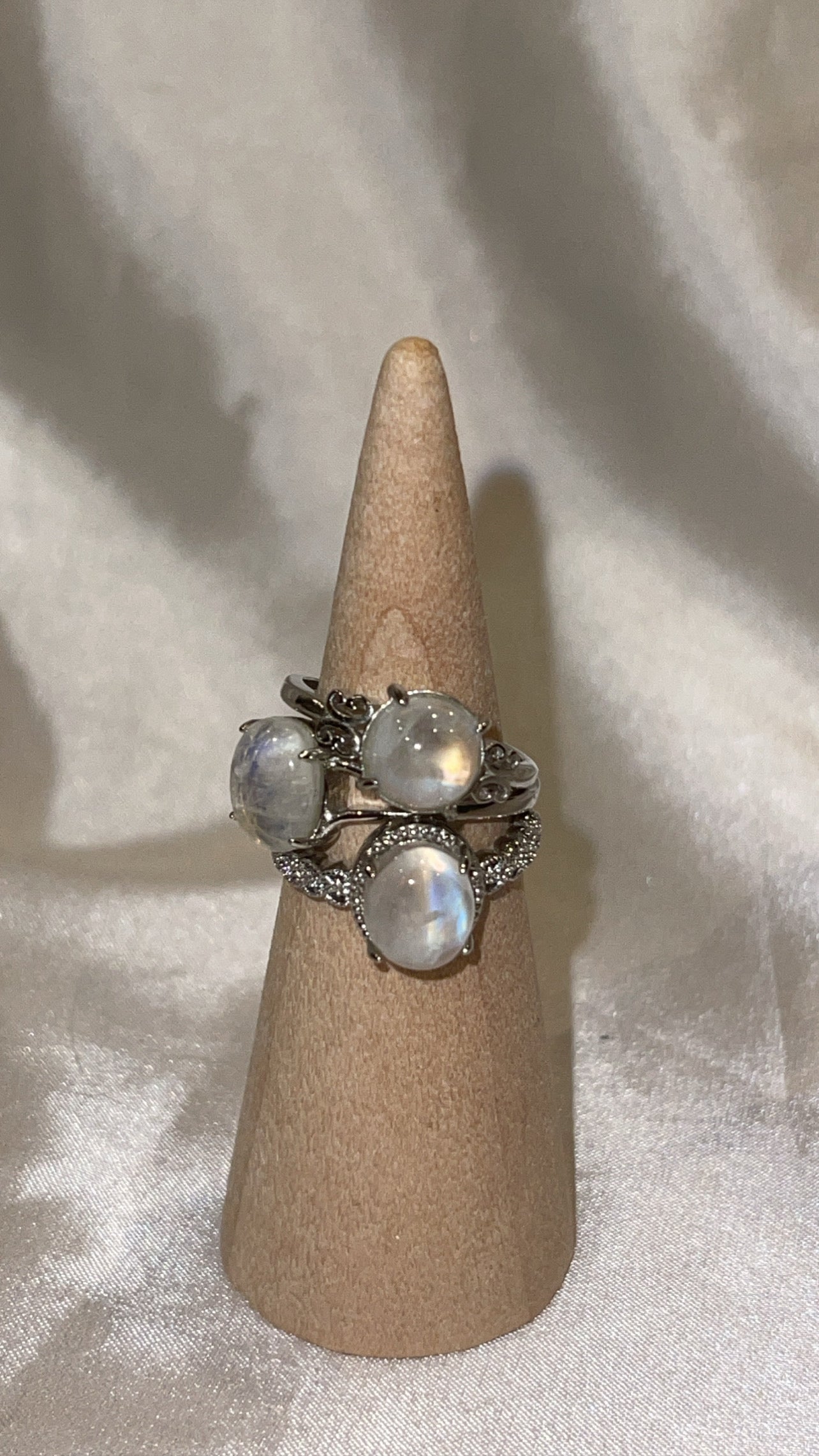 Rainbow Moonstone AAA Adjustable Ring