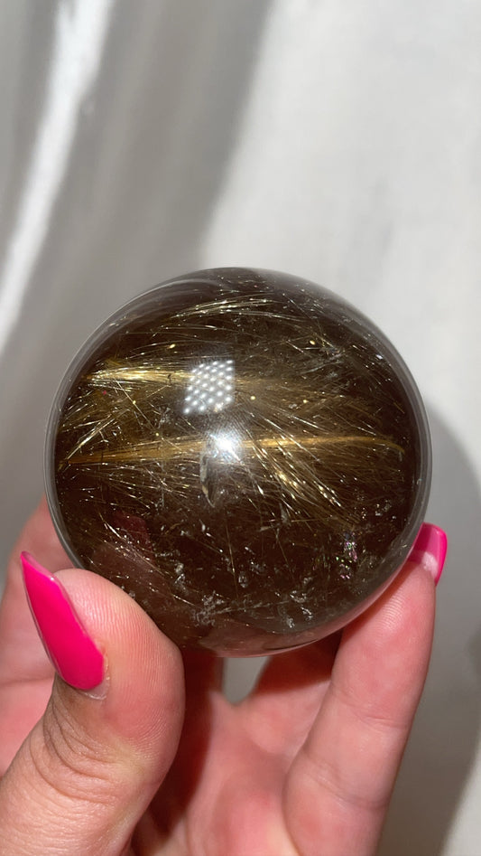 Smoky Gold Rutile Quartz Sphere (55mm)