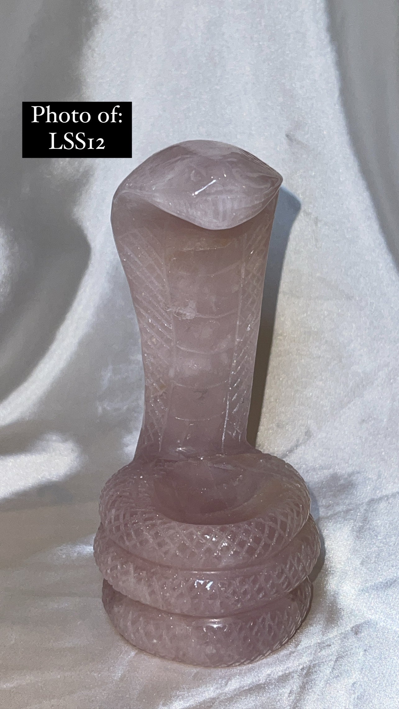 Rose Quartz Large Snake Sphere Holder Carving