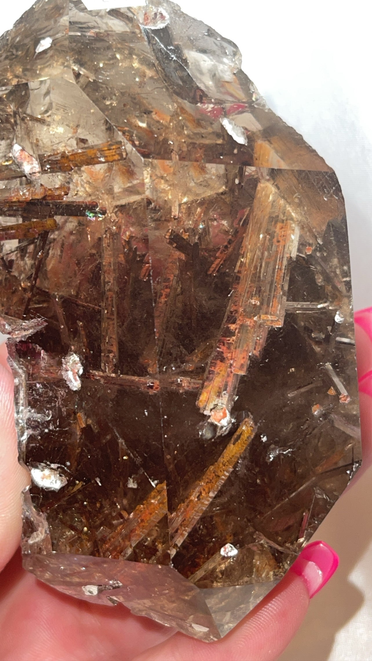 Rare Red Epidote Smoky Quartz AAA Large Semi-Polished Double Terminated Point