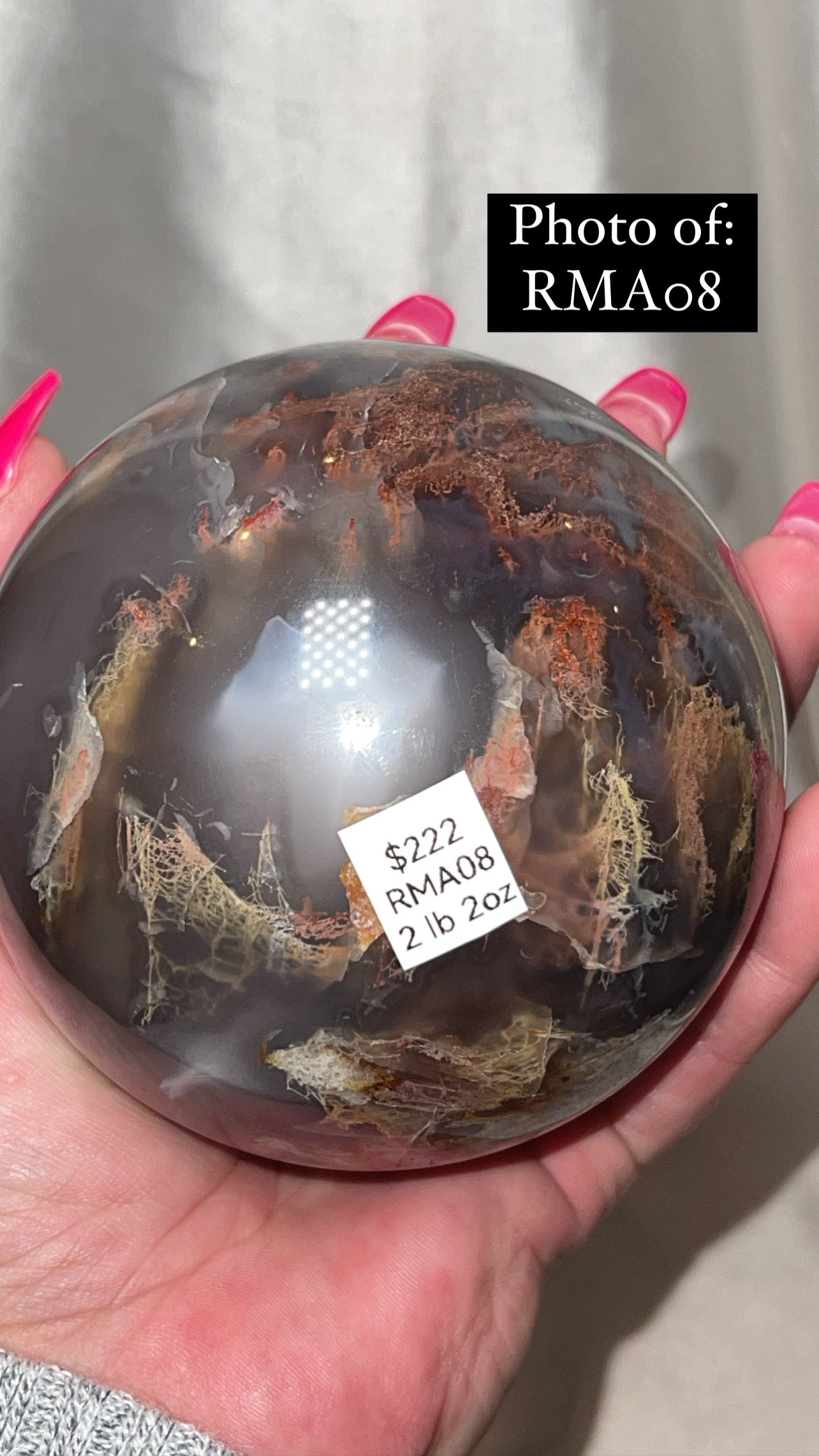 Rare Red Moss Agate Orca Agate Large Sphere