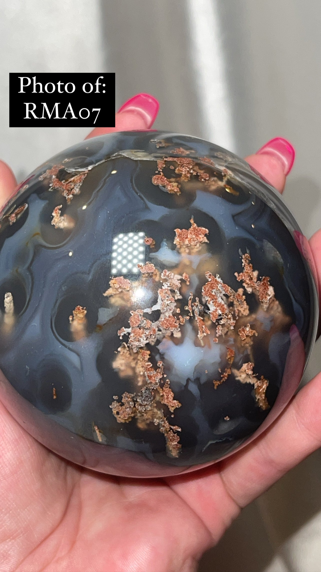 Rare Red Moss Agate Orca Agate Large Sphere