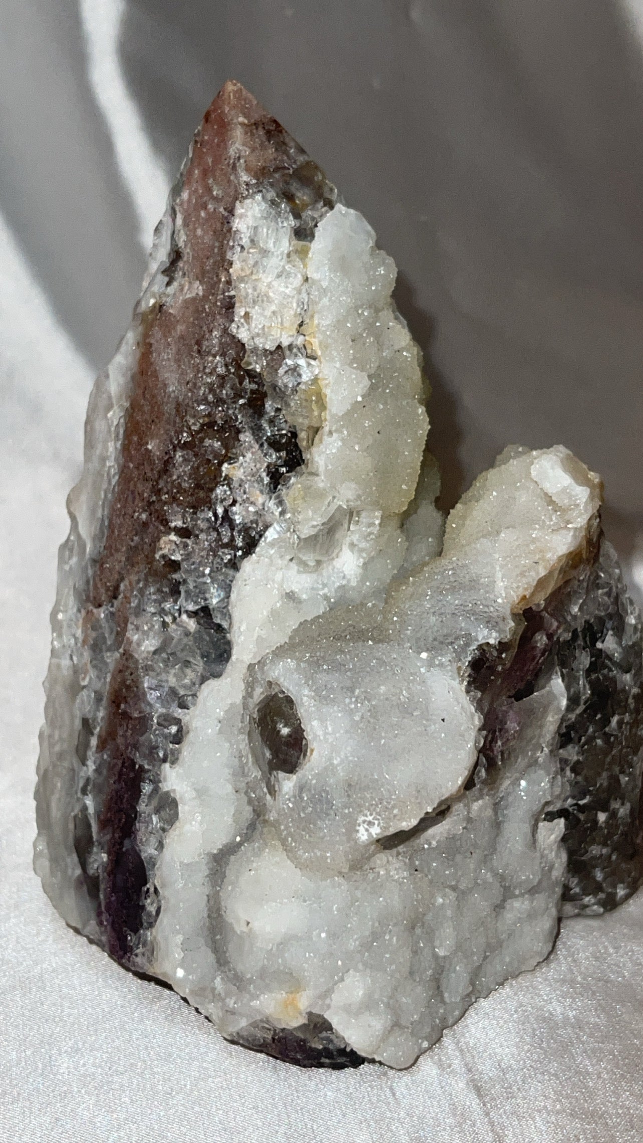 Druzy Sphalerite with Pink & Purple Fluorite XL Tower