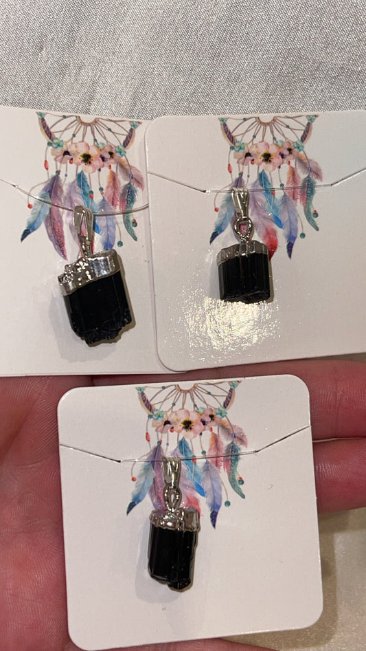 Black Tourmaline Raw Pendant (Choose Your Own)
