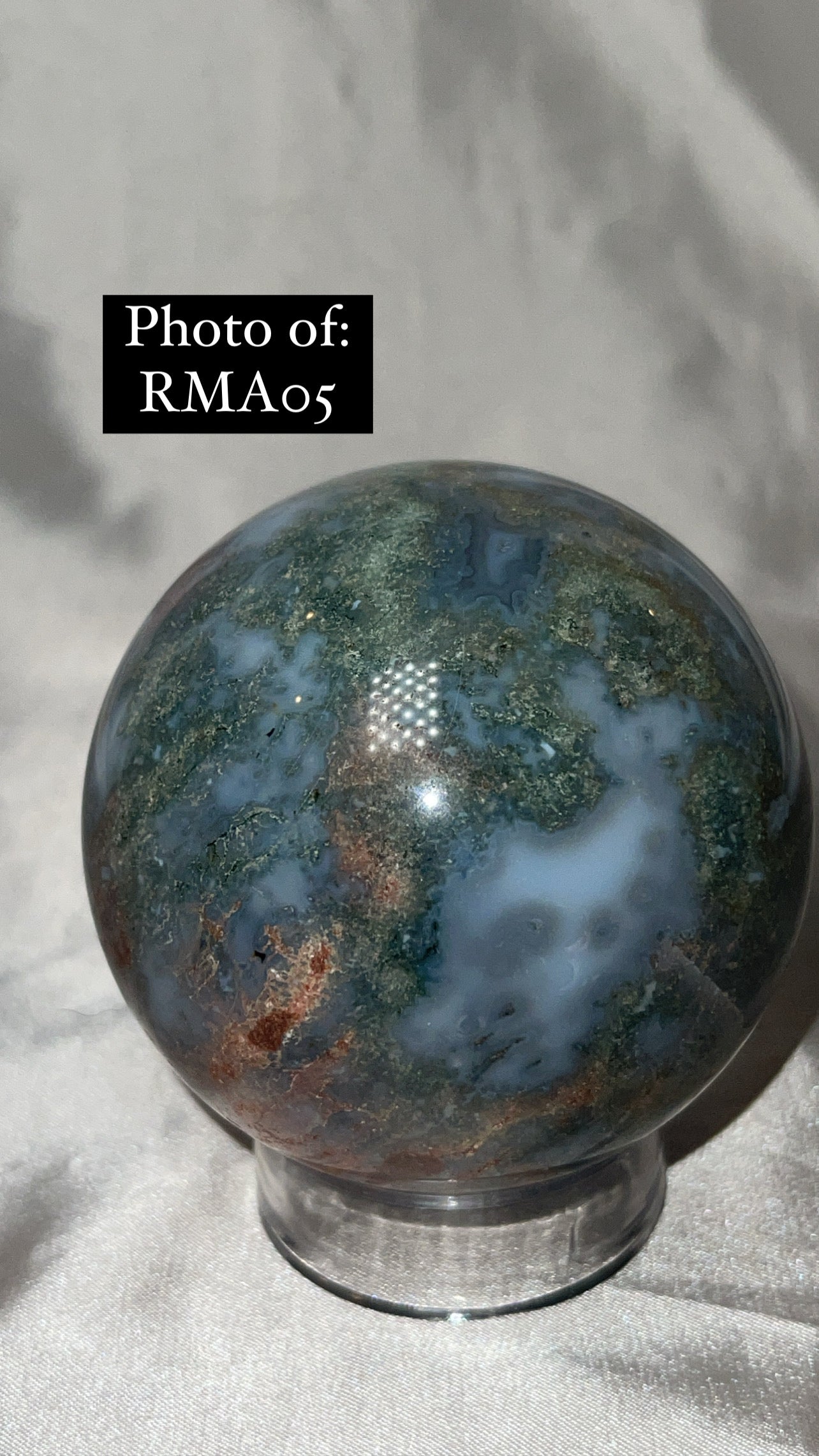 Rare Red Moss Agate Orca Agate Large Sphere