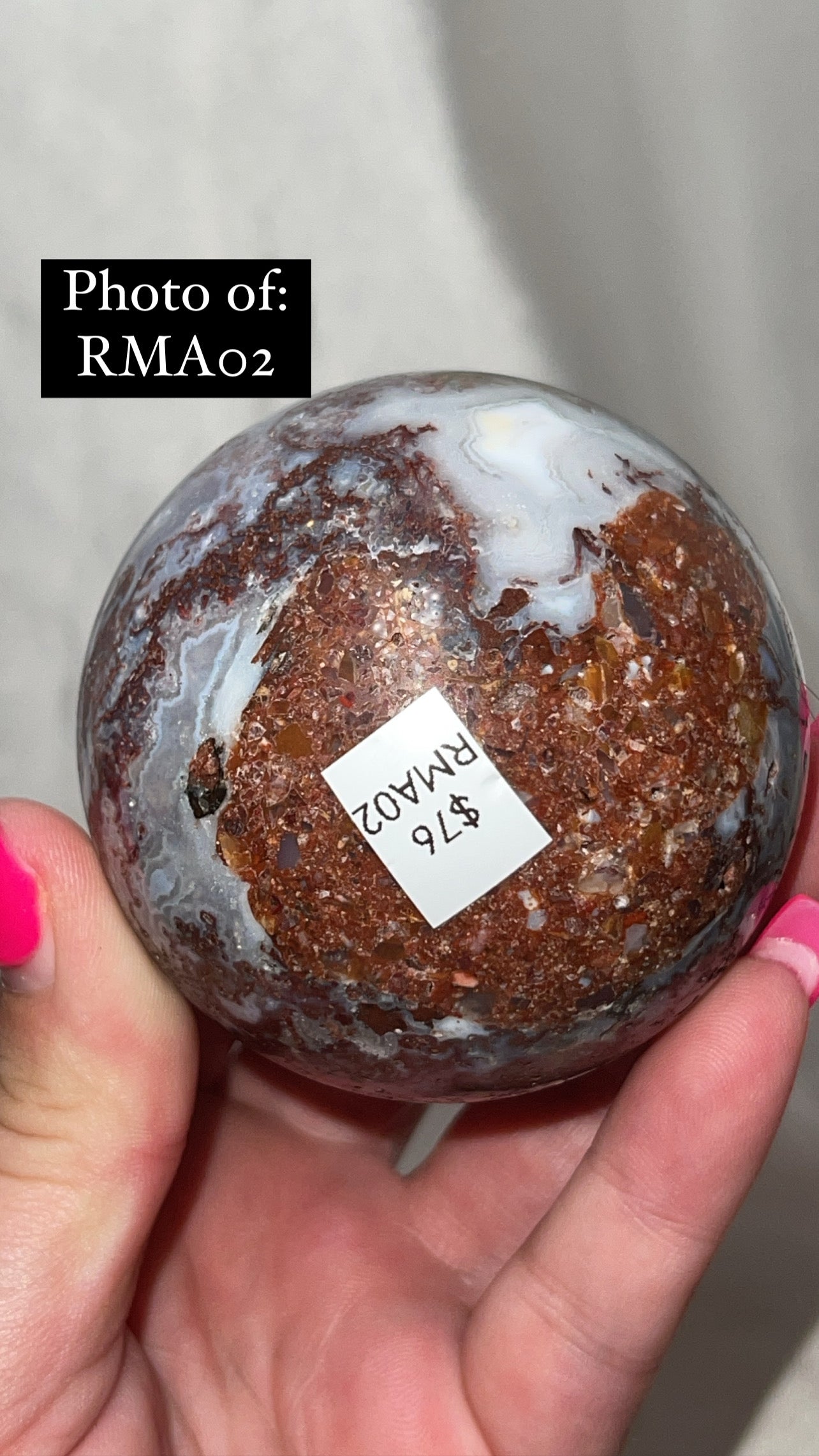 Rare Red Moss Agate Orca Agate Large Sphere