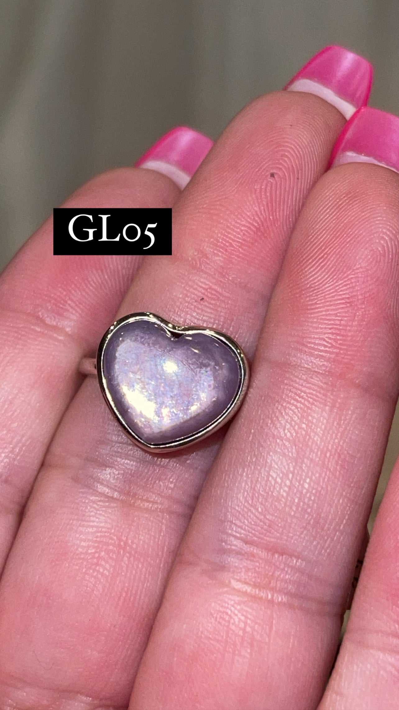 Gem Lepidolite 925 Sterling Silver Adjustable Heart Ring (Choose Your Own)